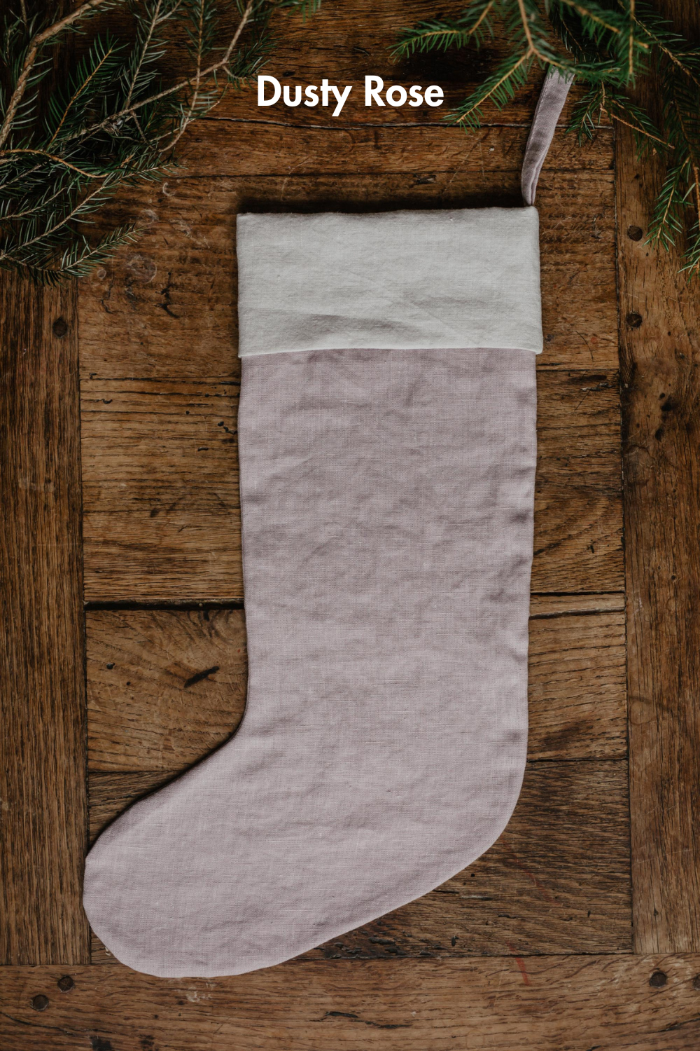 Pink Linen Christmas Stocking By Amourlinen