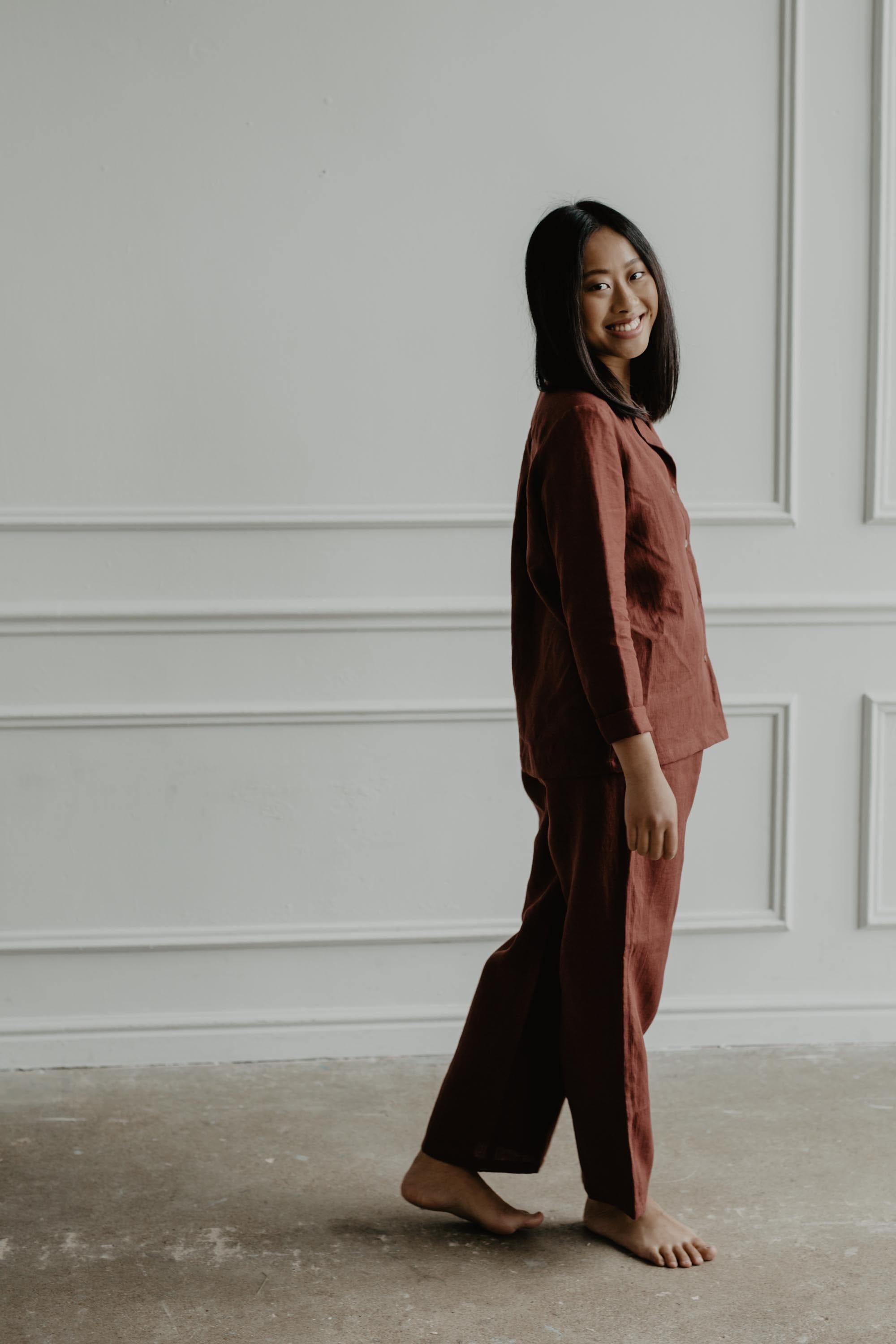 Long sleeve pajama set Nightly M Terracotta