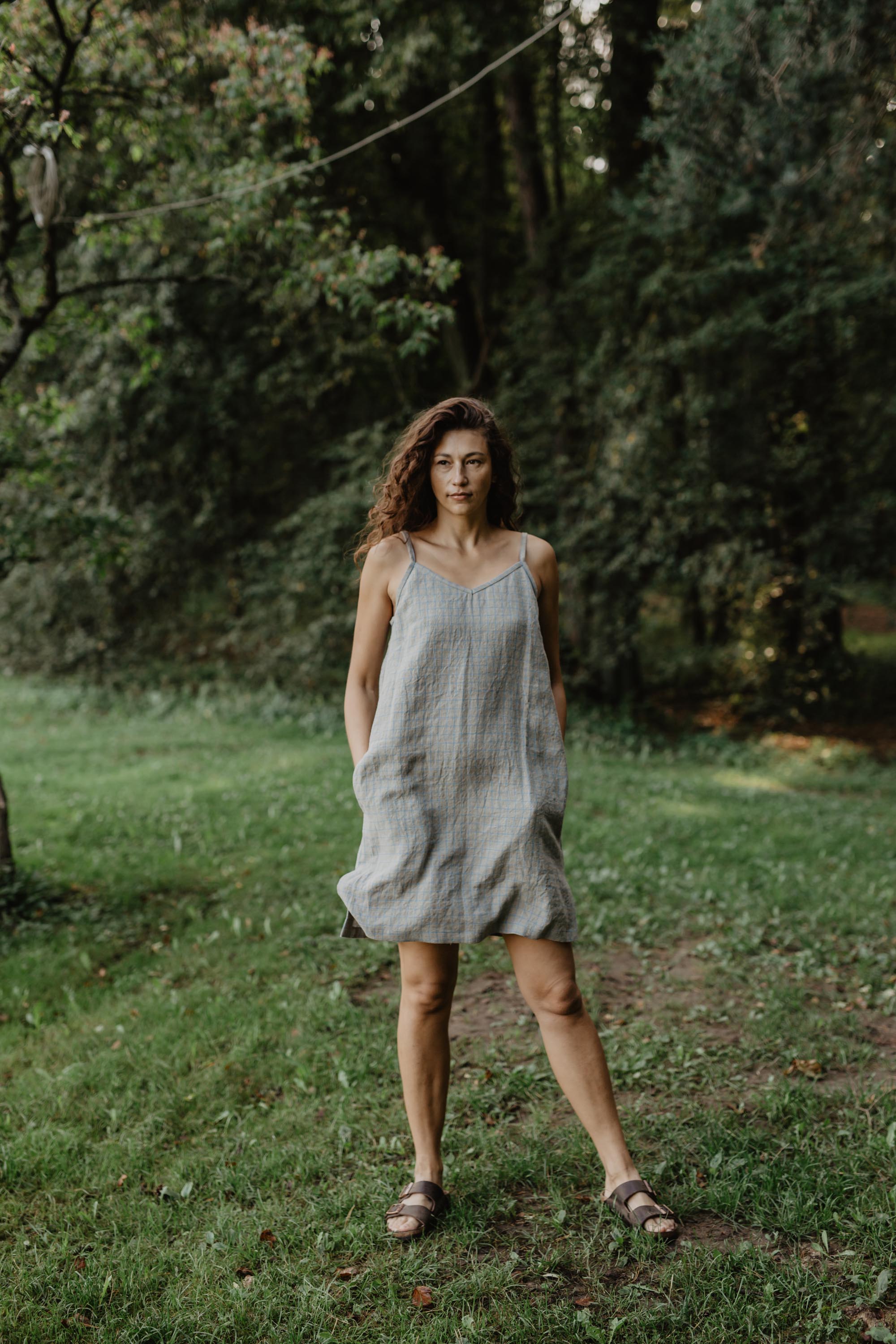 AmourLinen Linen dress S / Checkered Linen slip dress ZOE S Checkered Linen slip dress ZOE S Checkered
