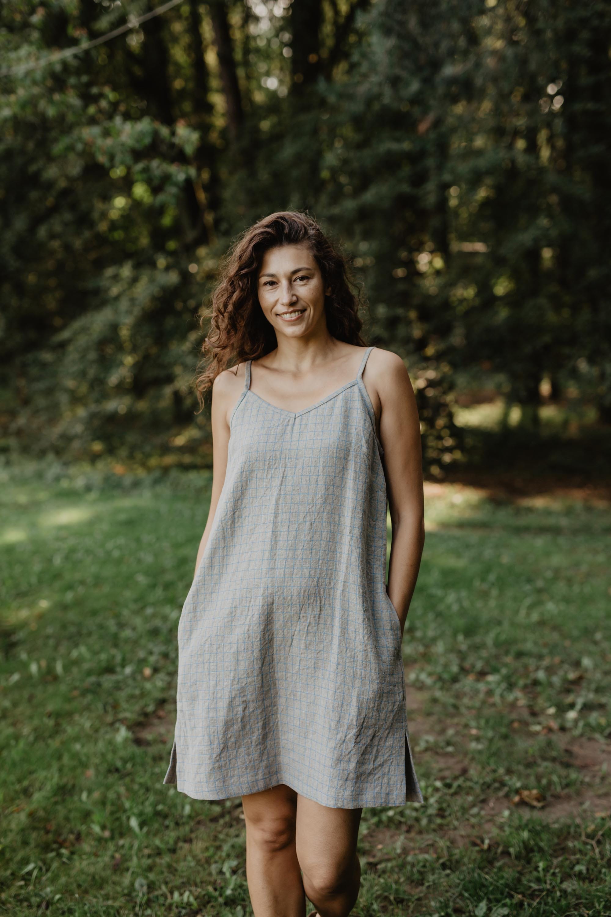 AmourLinen Linen dress S / Checkered Linen slip dress ZOE S Checkered Linen slip dress ZOE S Checkered