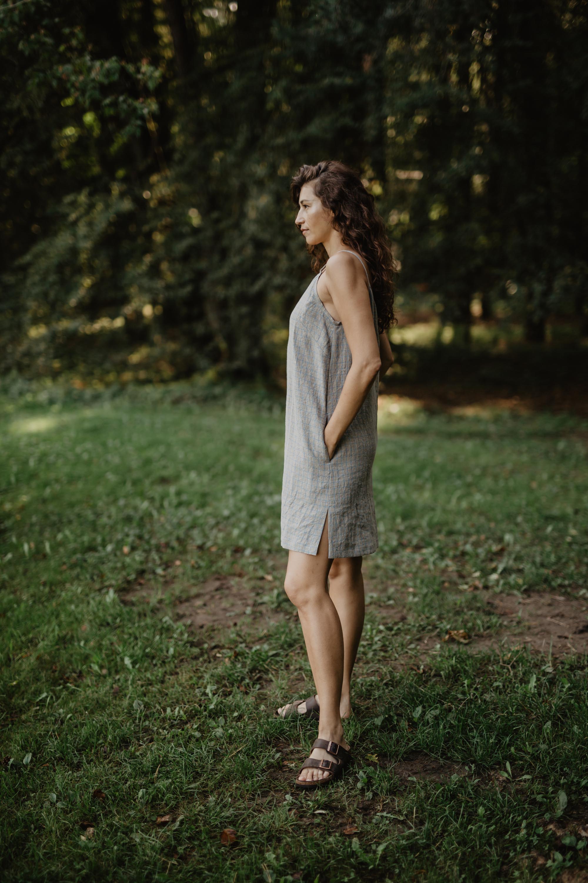 AmourLinen Linen dress S / Checkered Linen slip dress ZOE S Checkered Linen slip dress ZOE S Checkered