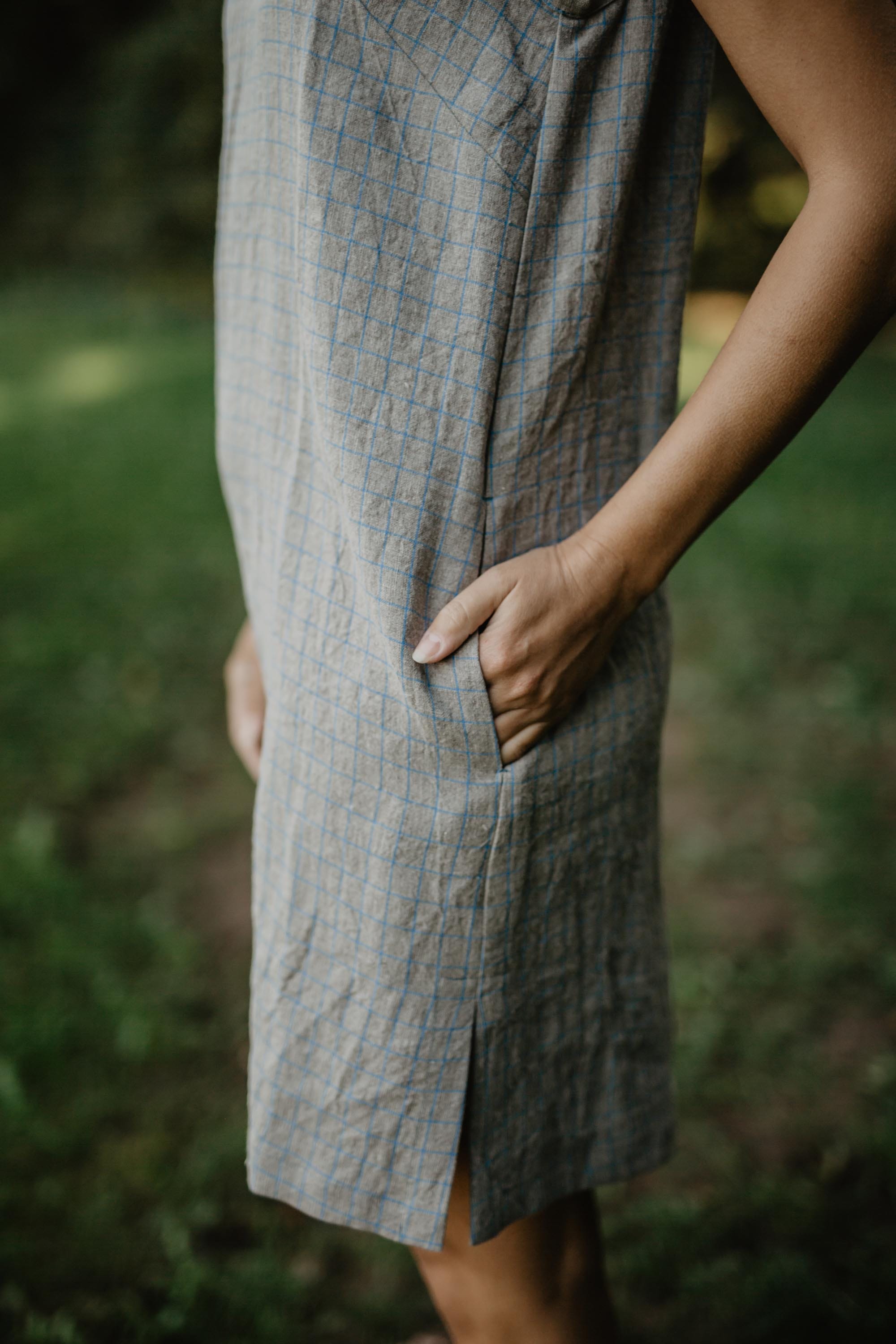 AmourLinen Linen dress S / Checkered Linen slip dress ZOE S Checkered Linen slip dress ZOE S Checkered