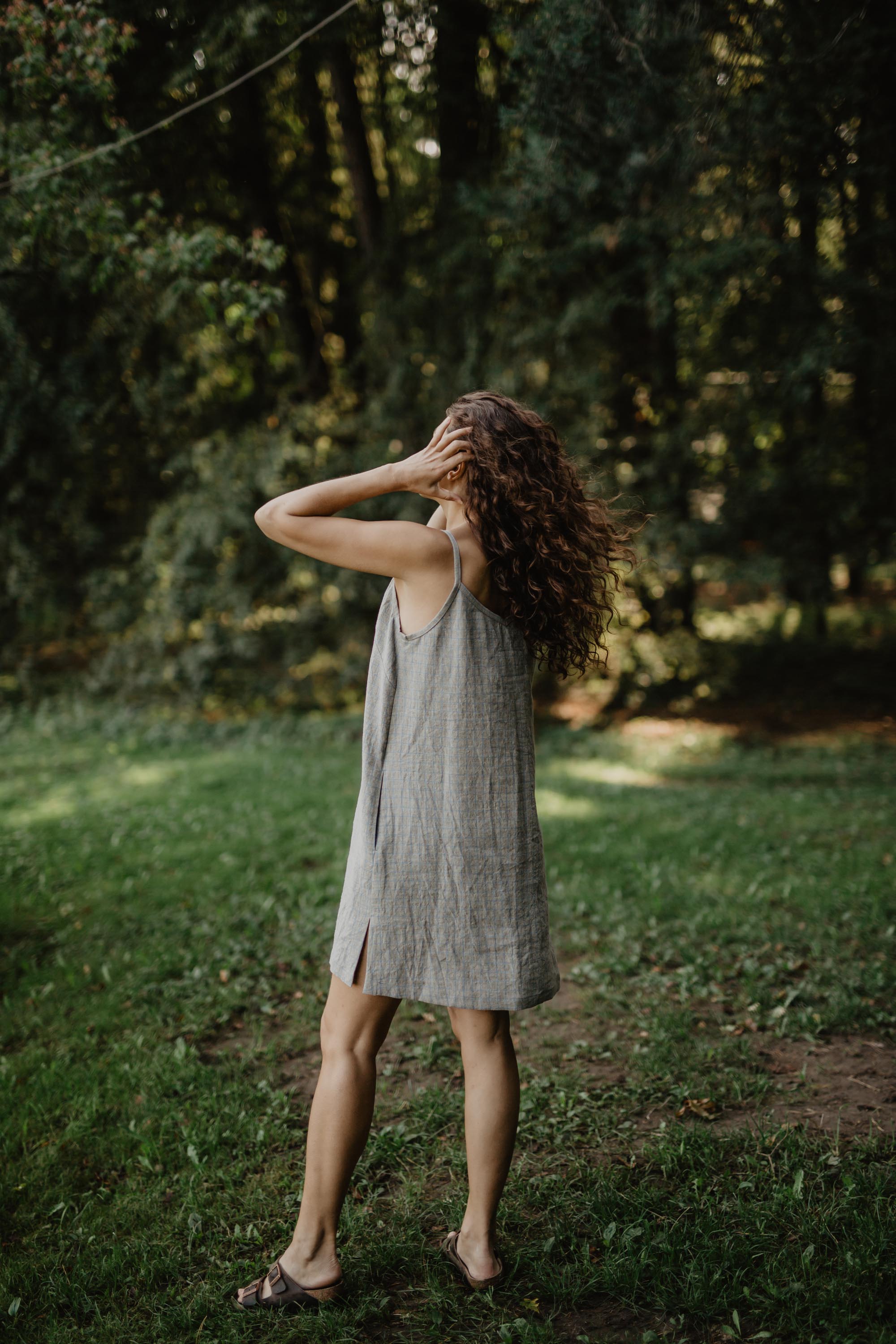AmourLinen Linen dress S / Checkered Linen slip dress ZOE S Checkered Linen slip dress ZOE S Checkered