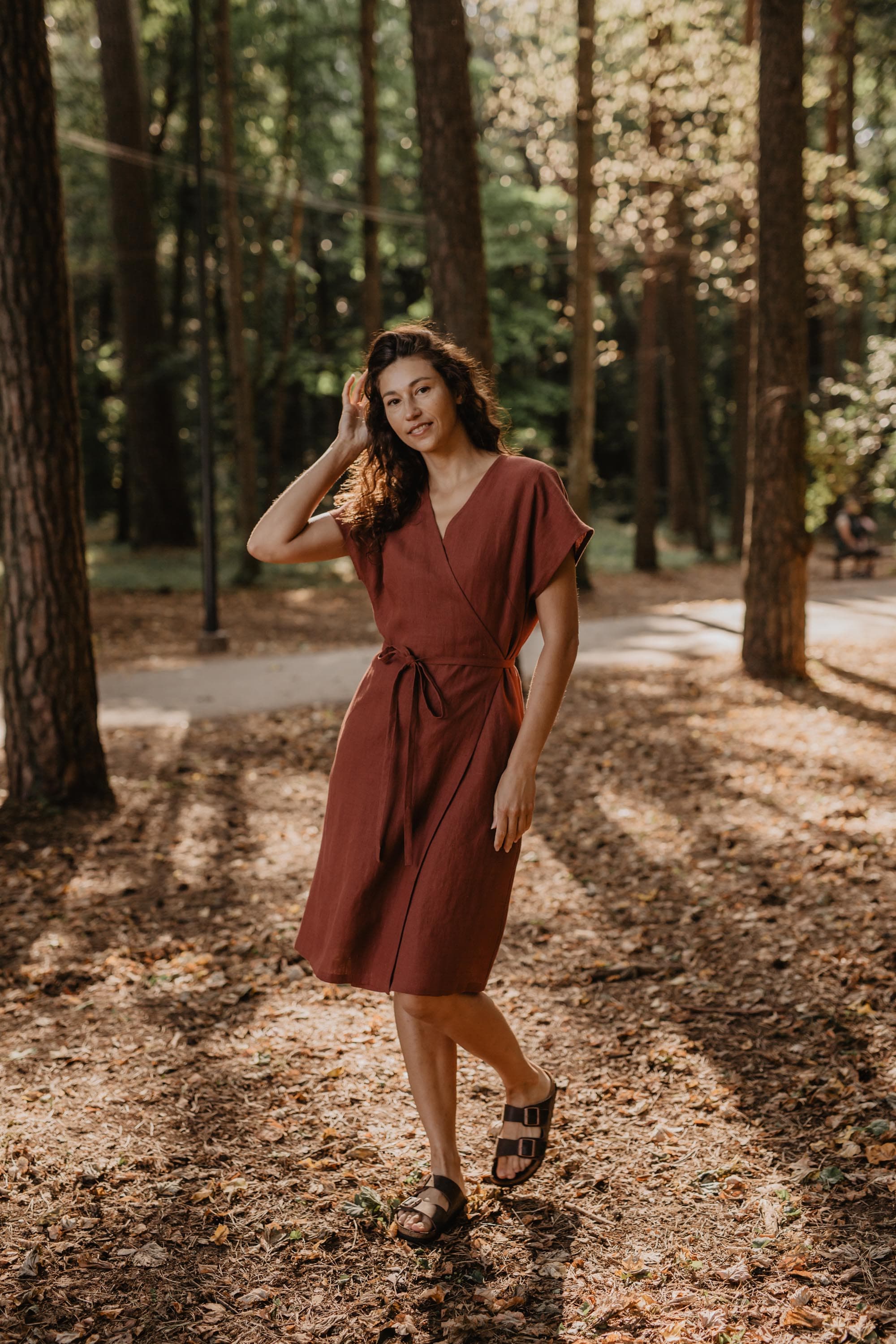 AmourLinen Linen dress Linen wrap dress Rome Linen Wrap Dress | AmourLinen | Maternity Linen Dress