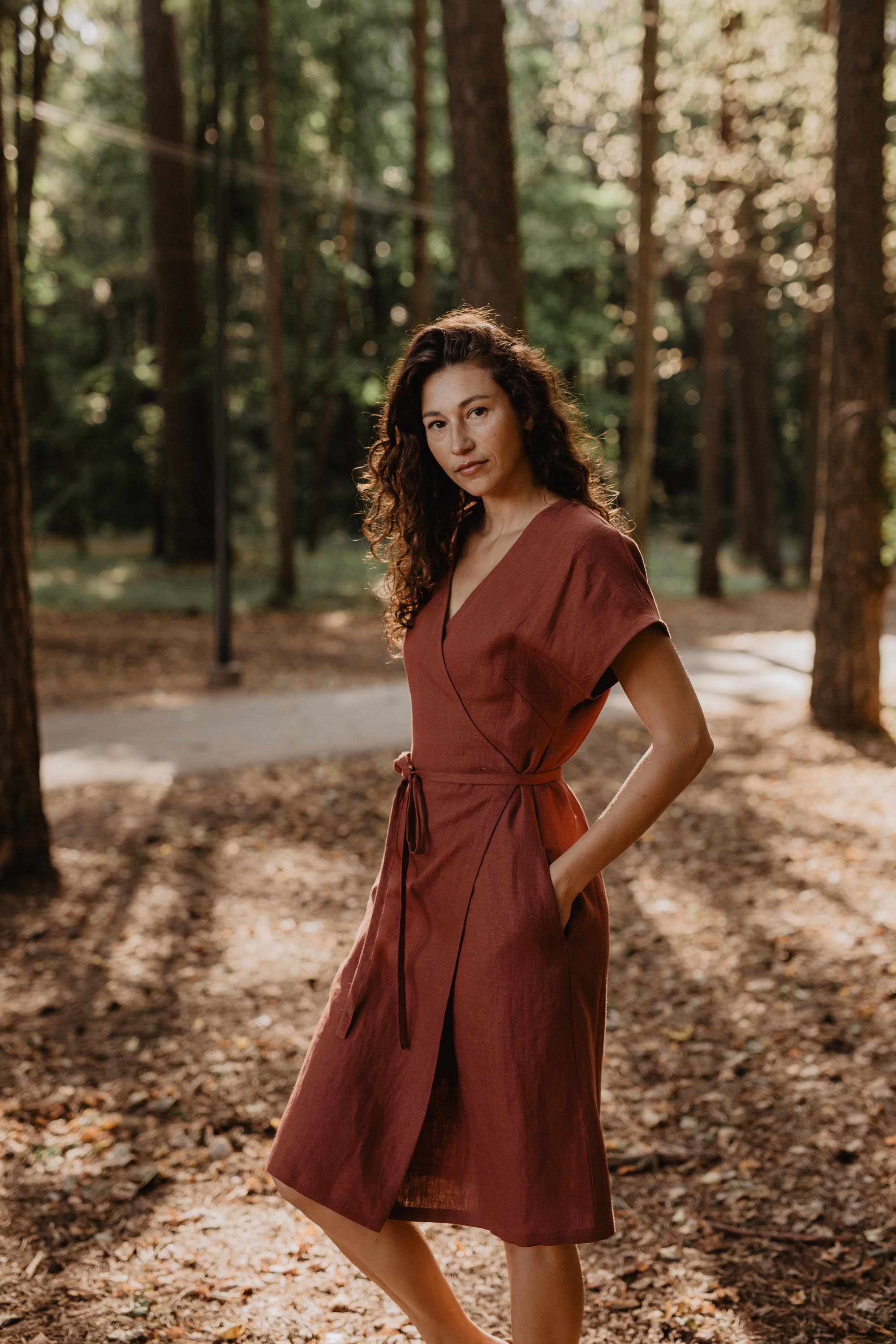 AmourLinen Linen dress Linen wrap dress Rome Linen Wrap Dress  | AmourLinen | Maternity Linen Dress