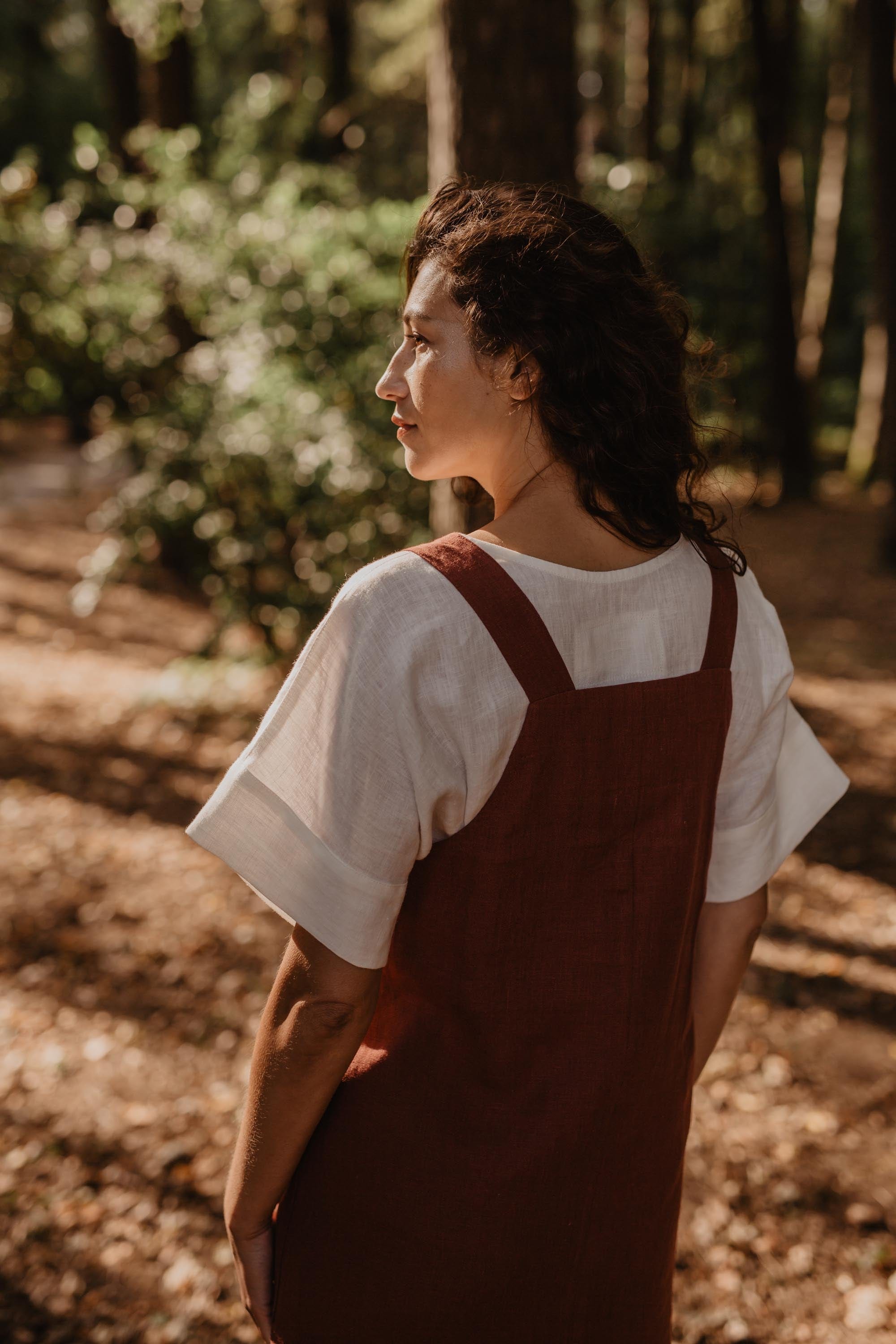 Linen apron dress JADE S Terracotta