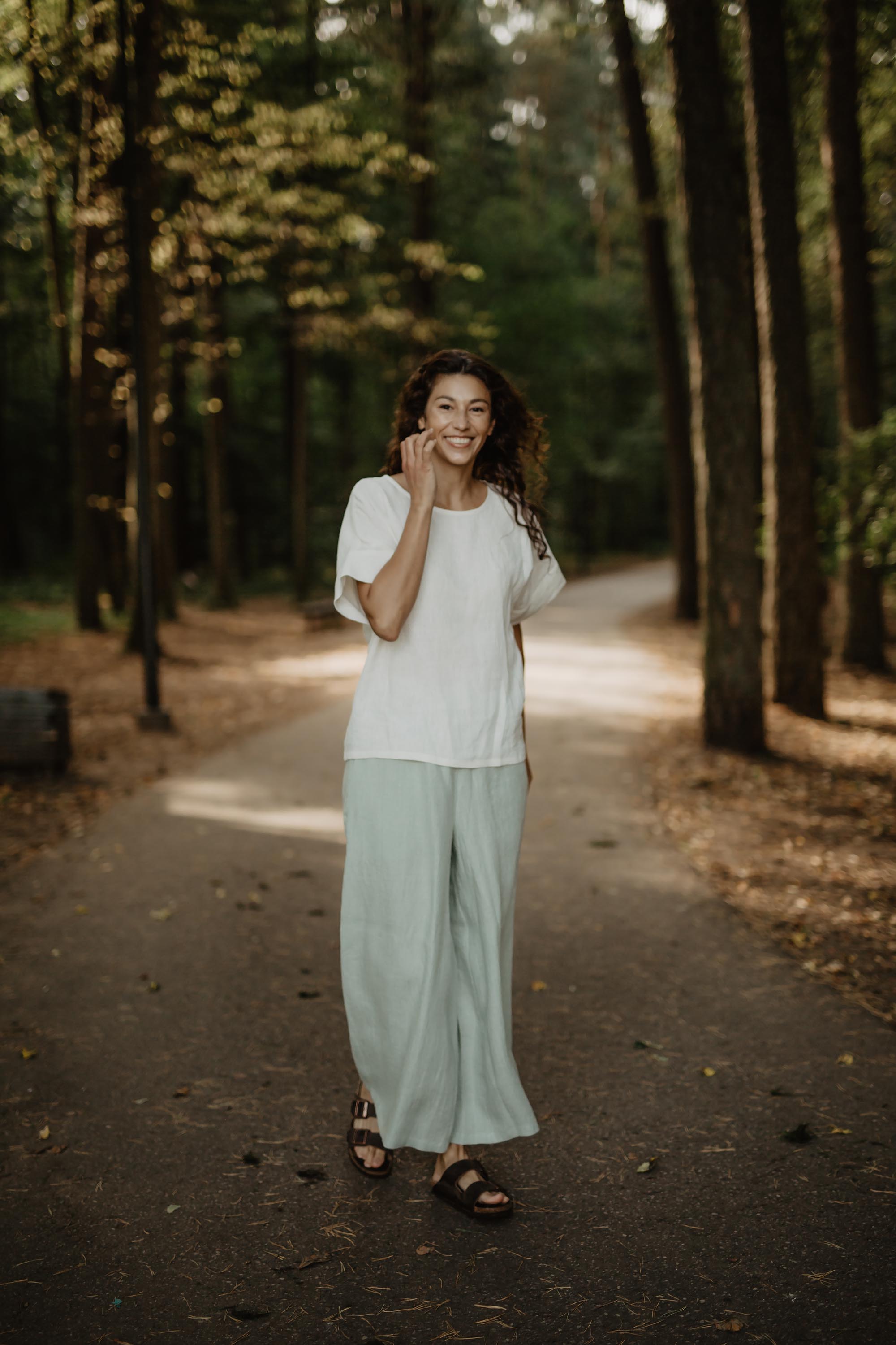 Linen top Porto XS/S White (washed)