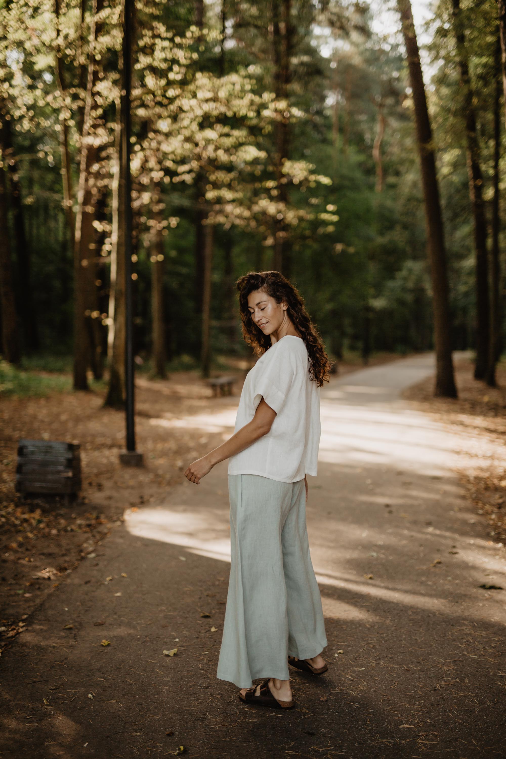 Wide linen pants ISABELLA M Sage Green