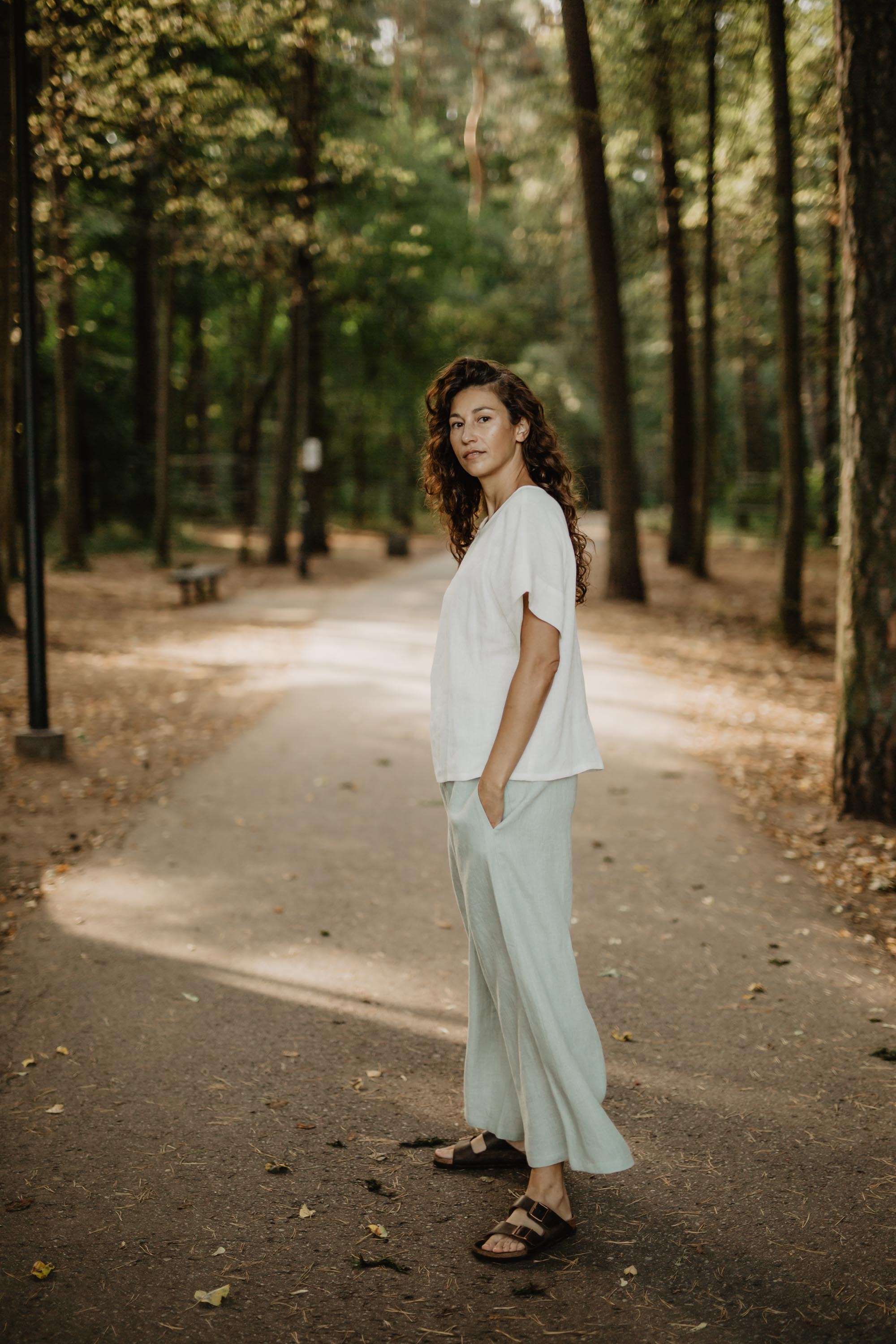 Linen top Porto XS/S White (washed)