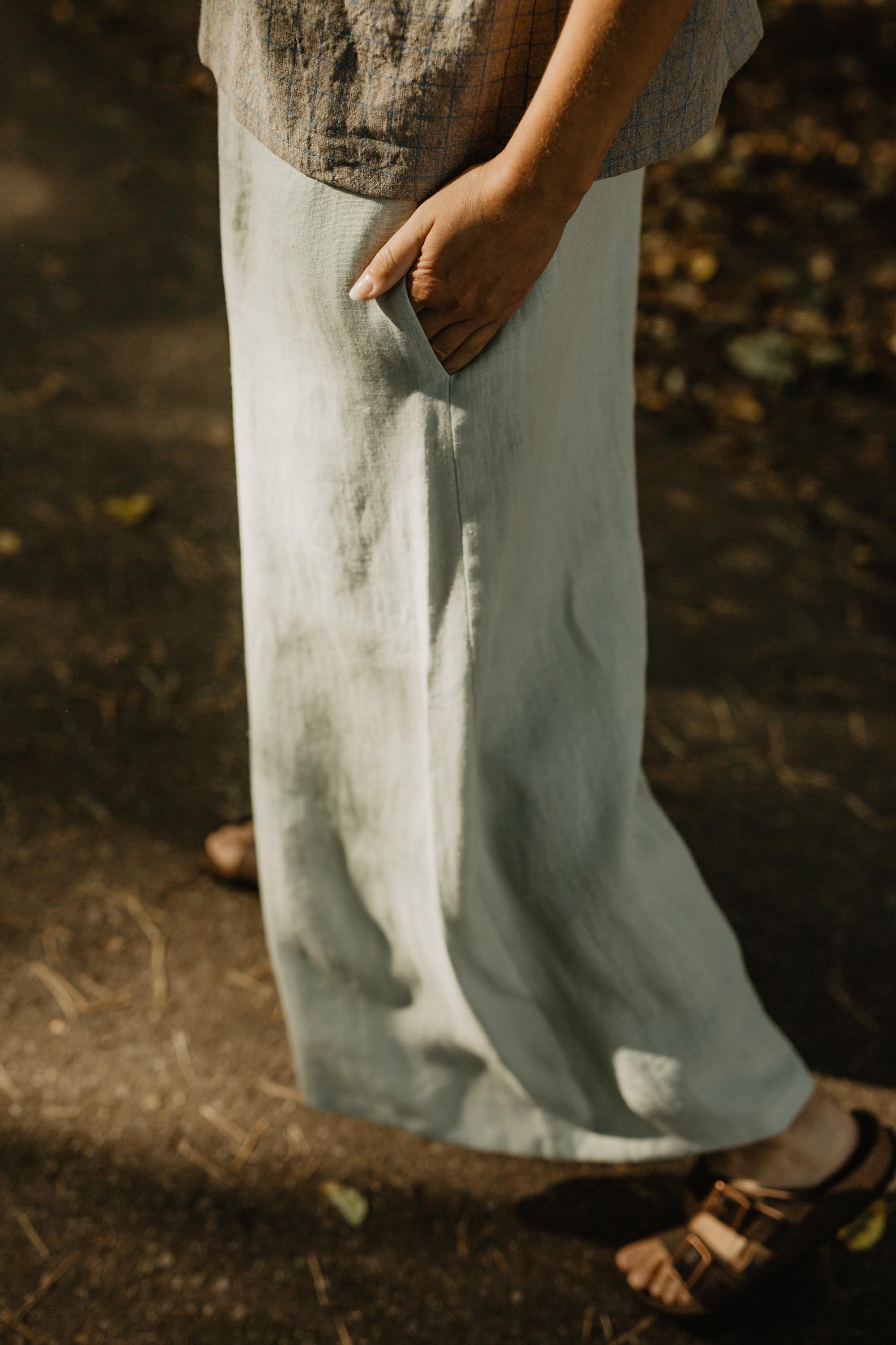 Wide linen pants ISABELLA M Sage Green