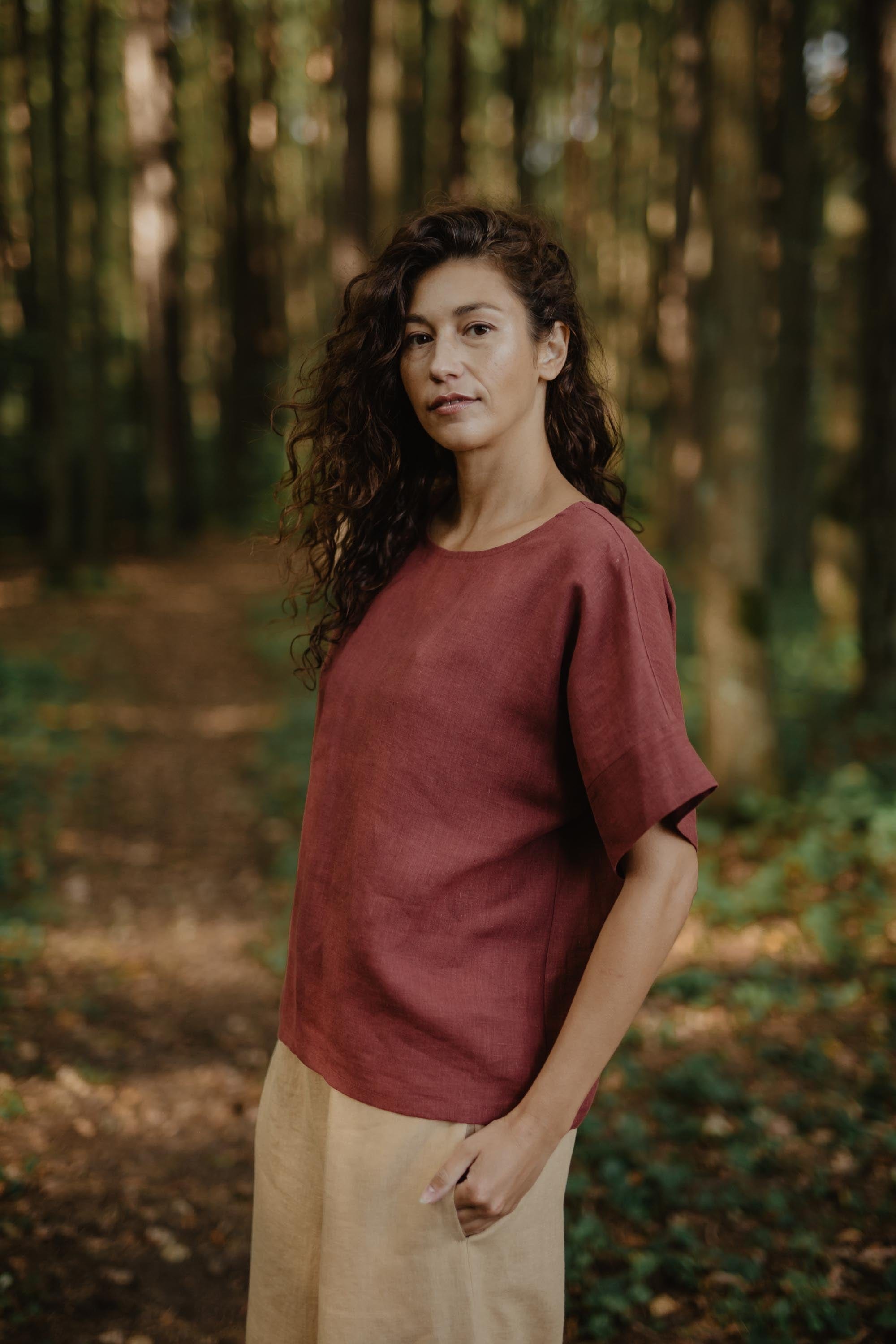 AmourLinen Linen tops Linen top Porto Linen Top Women | AmourLinen | Oversized Linen Top Women