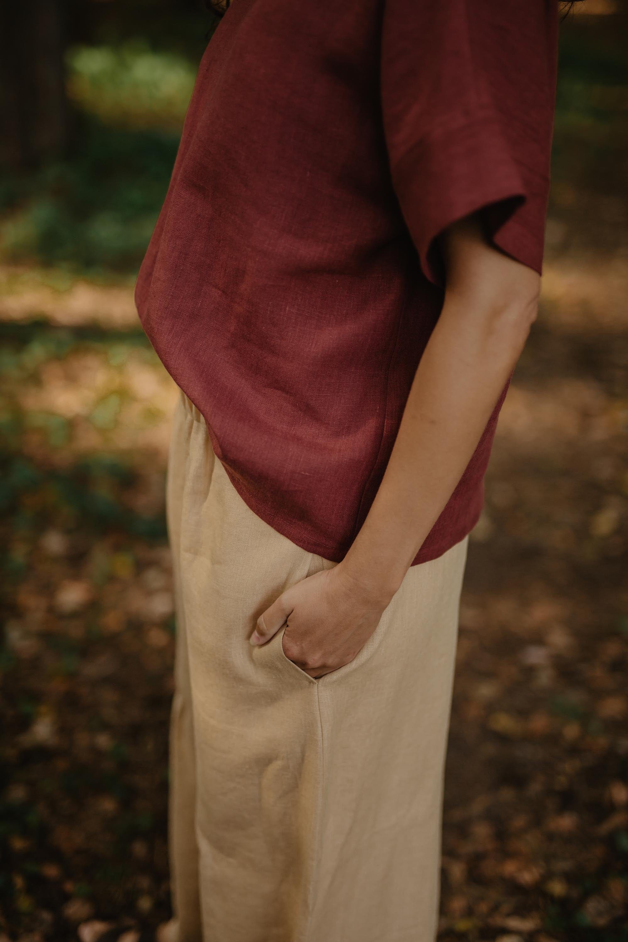 Wide linen pants ISABELLA M Mustard