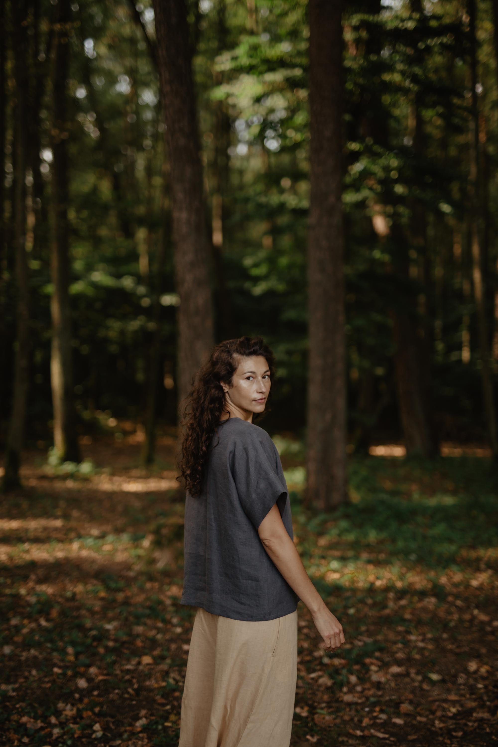 AmourLinen Linen tops Linen top Porto Linen Top Women | AmourLinen | Oversized Linen Top Women