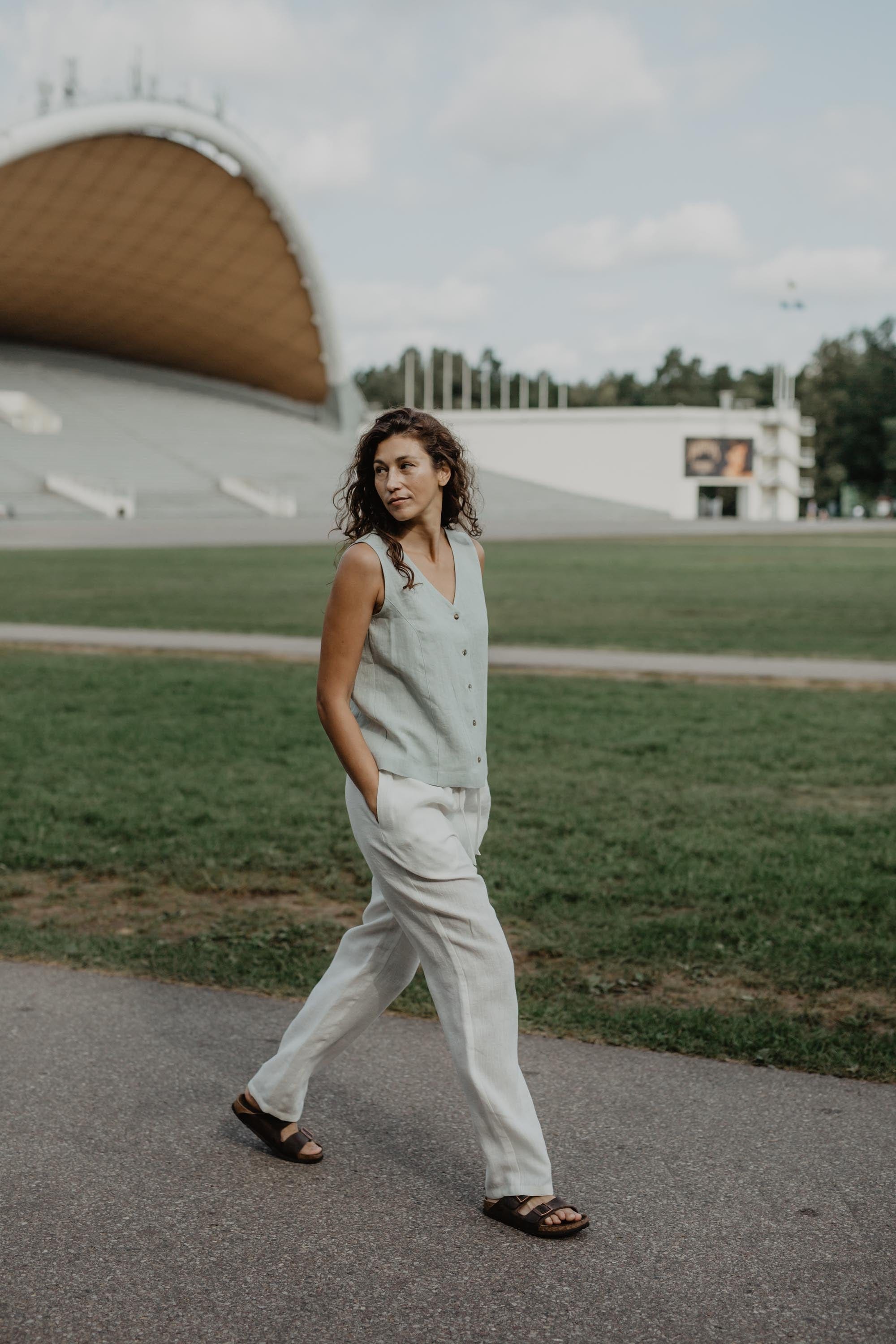 AmourLinen Linen pants XS / White Linen pants Malmo XS White Linen pants Malmo XS White