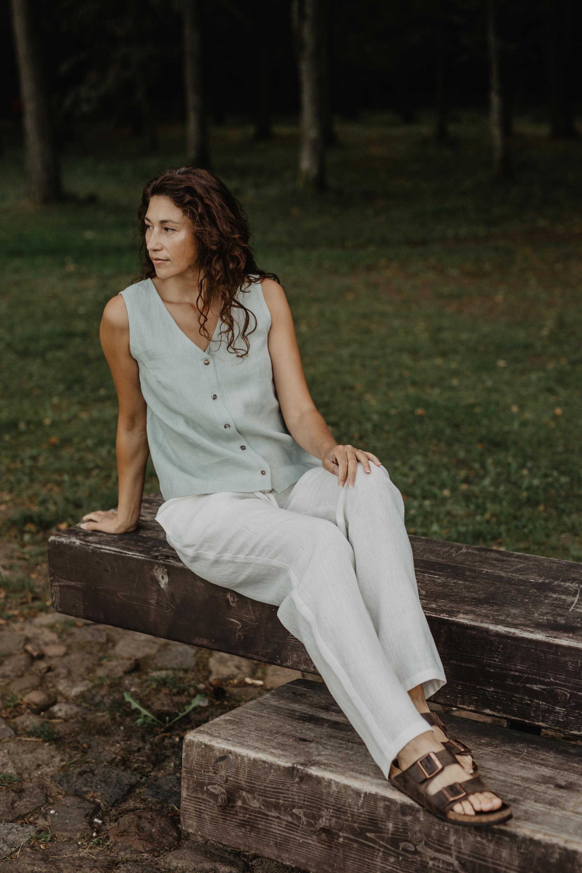 AmourLinen Linen pants XS / White Linen pants Malmo XS White Linen pants Malmo XS White