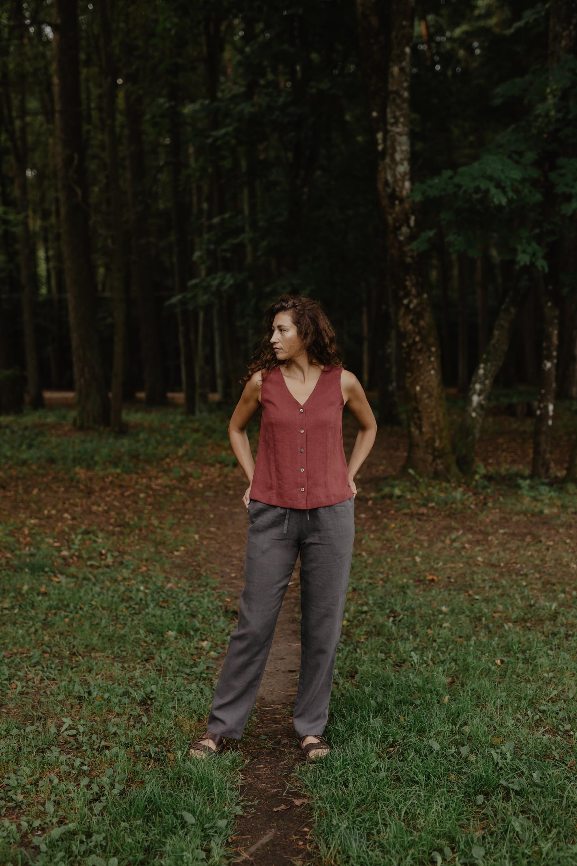 Linen pants Malmo S Charcoal