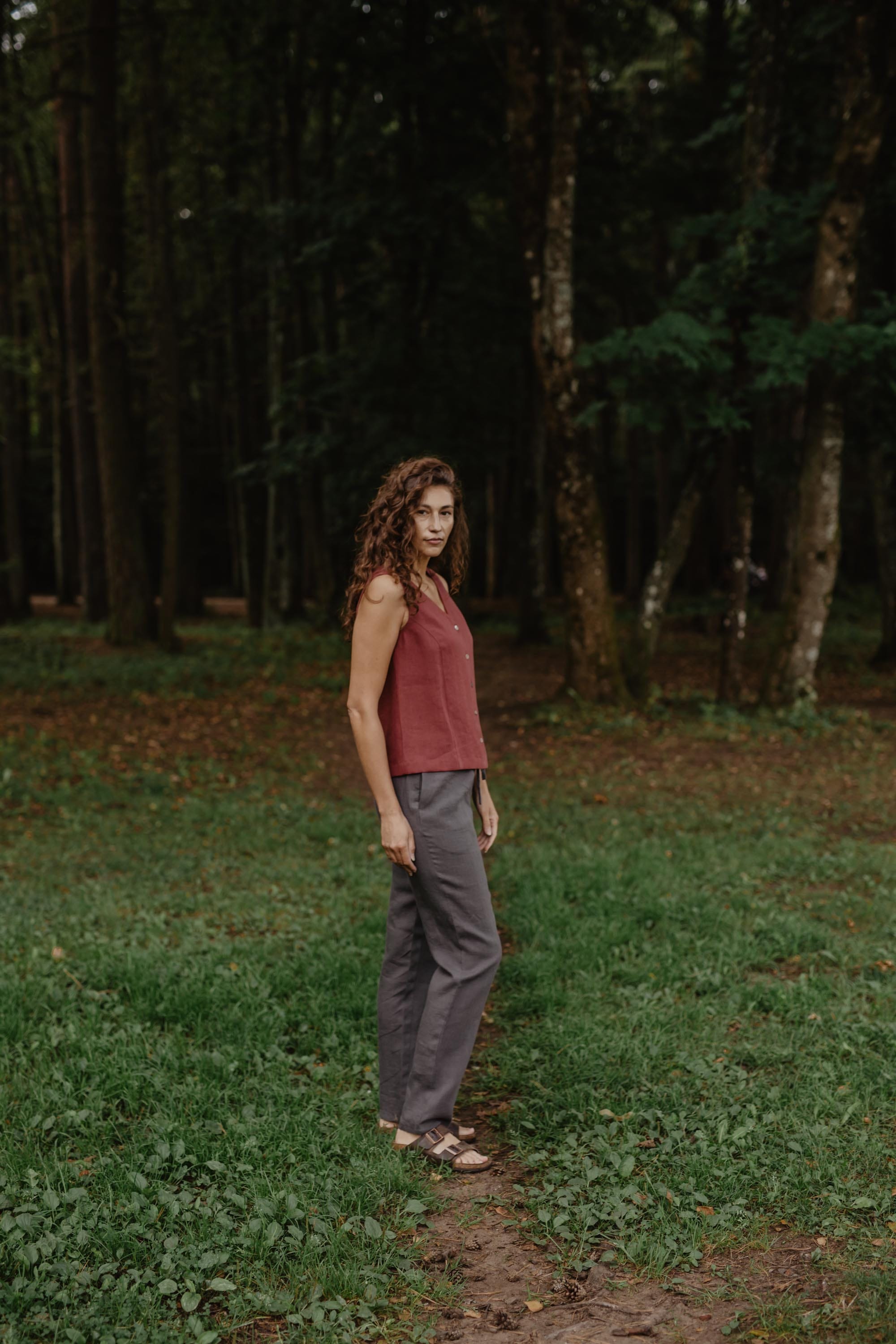 Linen pants Malmo S Charcoal