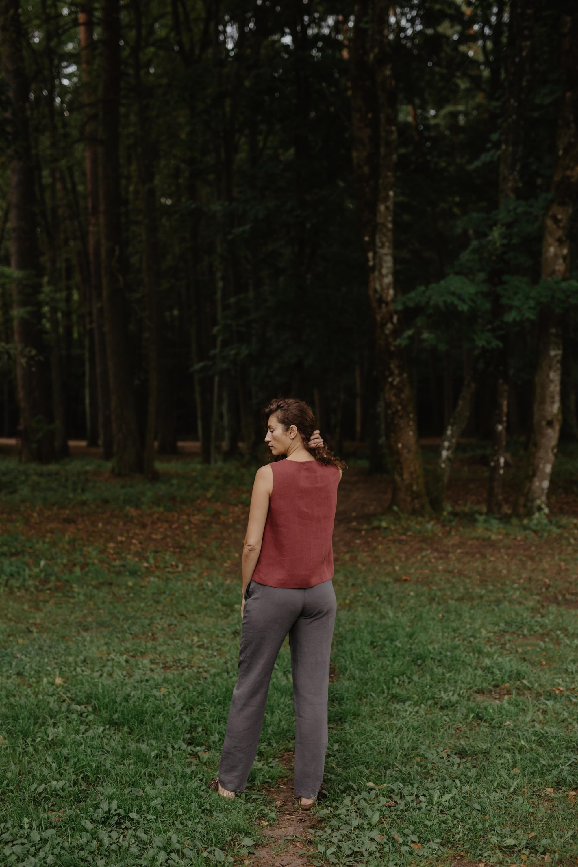 Linen pants Malmo S Charcoal