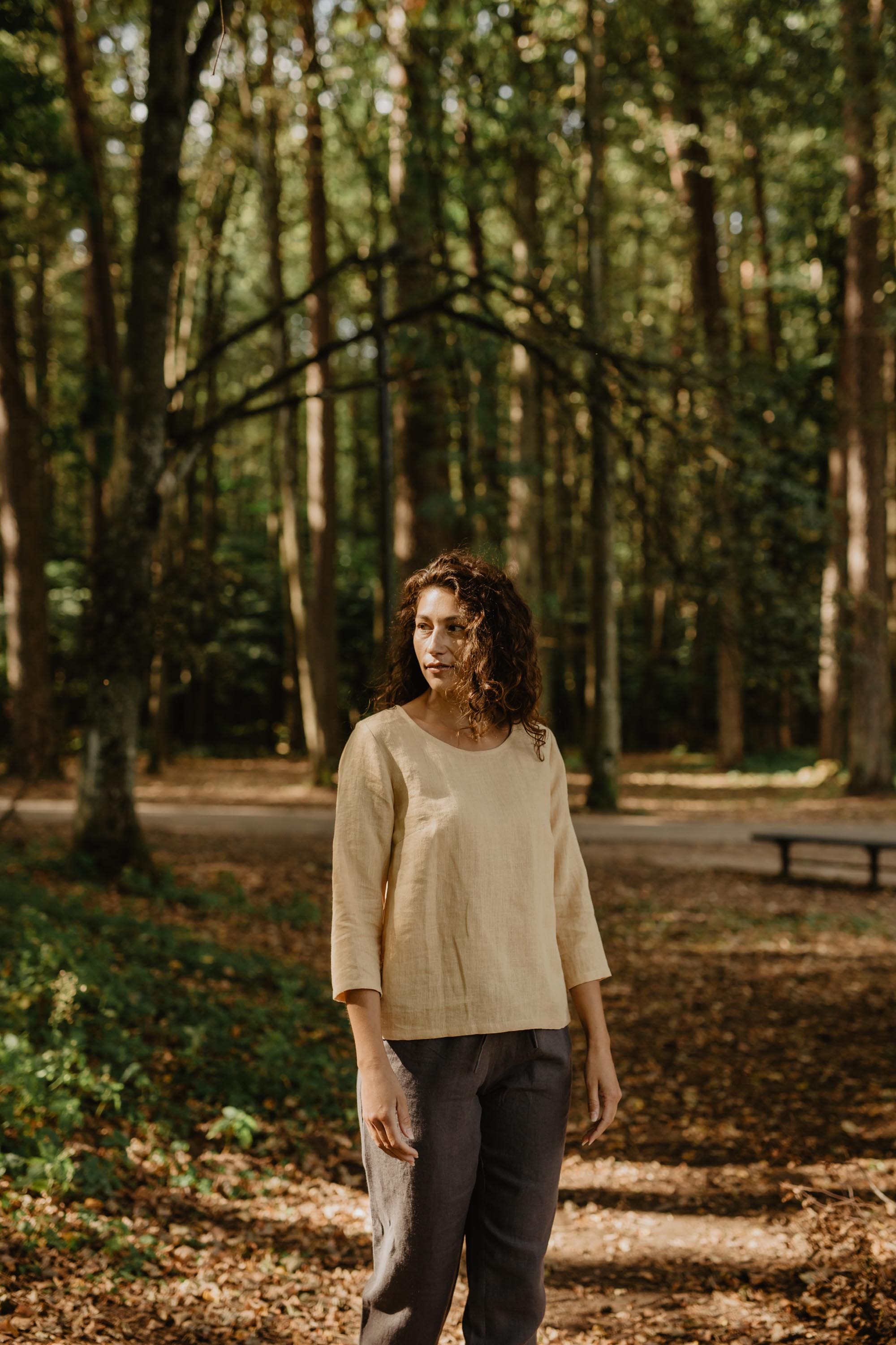 AmourLinen Linen top XS/S / Mustard Riga linen top 3/4 sleeves XS/S Mustard Riga linen top 3/4 sleeves XS/S Mustard