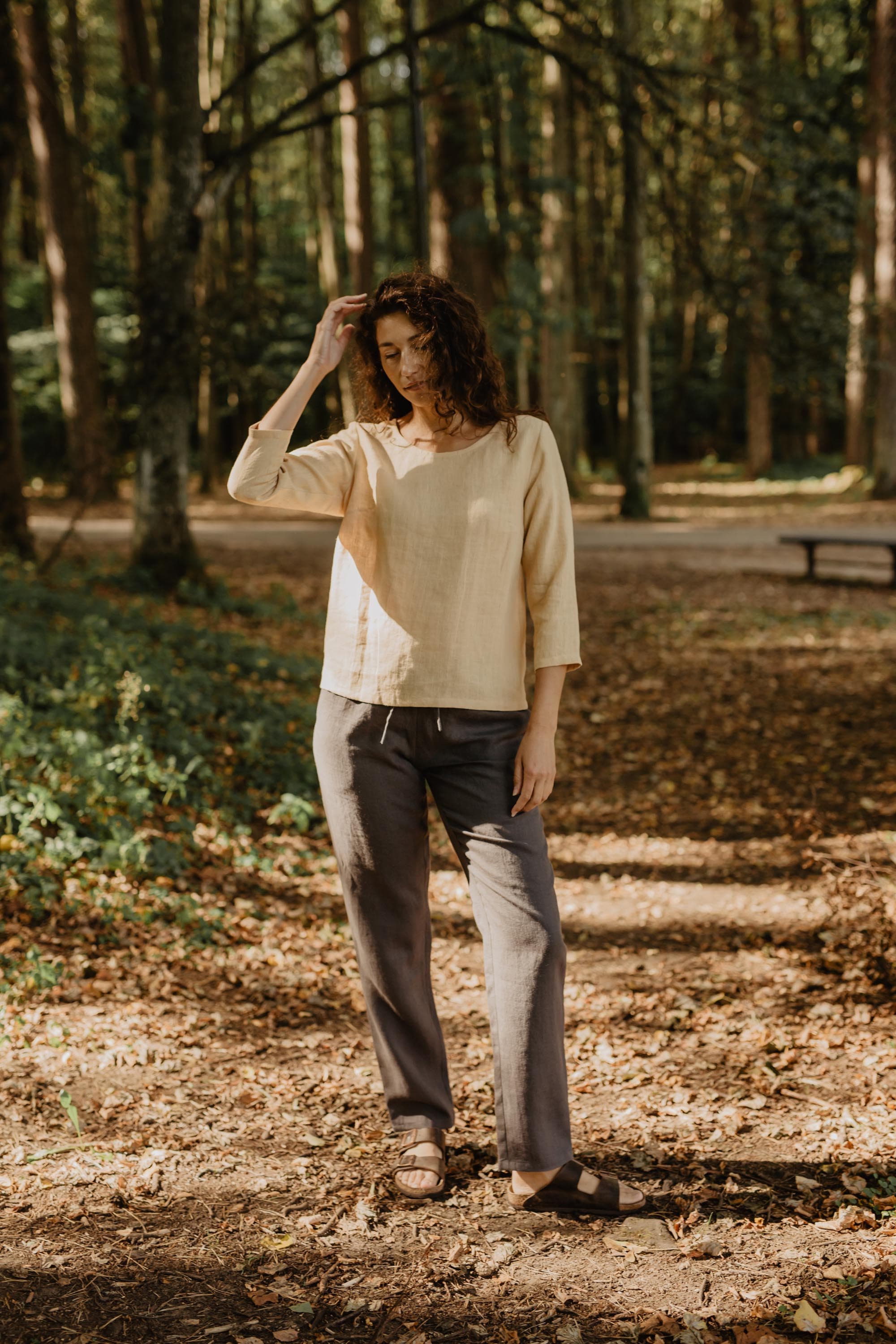 AmourLinen Linen top XS/S / Mustard Riga linen top 3/4 sleeves XS/S Mustard Riga linen top 3/4 sleeves XS/S Mustard