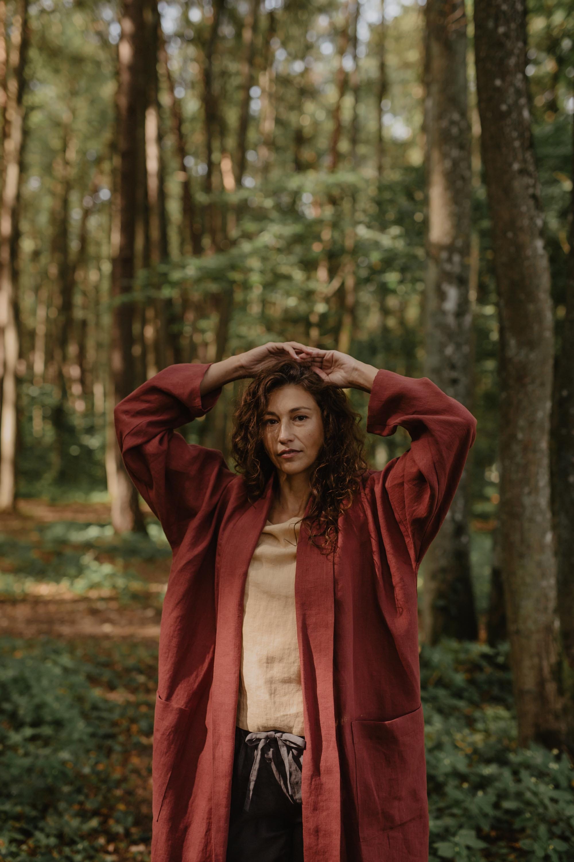 Linen Mid-Length Coat AmourLinen Linen Clothing