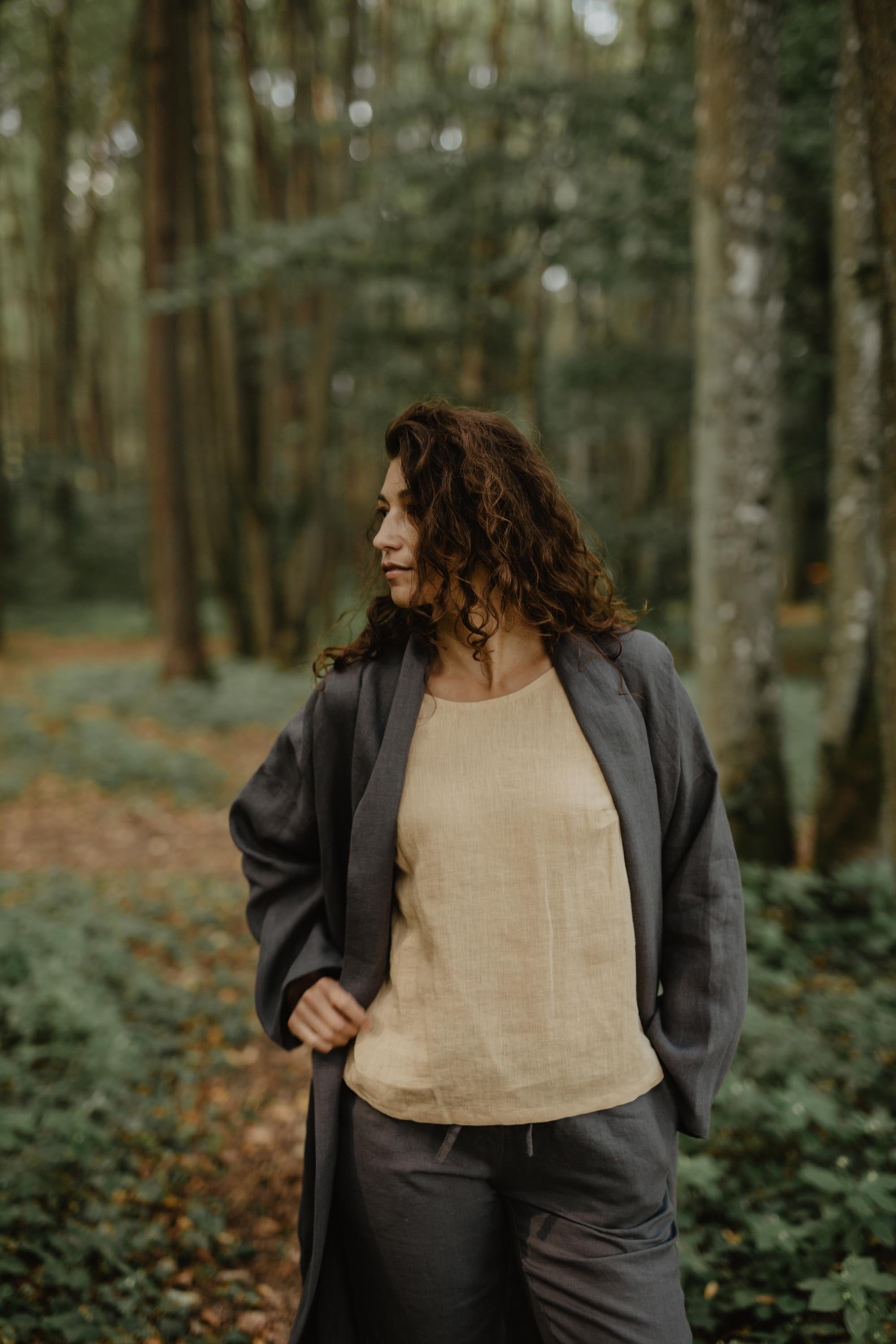 AmourLinen Linen jacket Vilnius mid-length linen coat Linen Mid-Length Coat | AmourLinen | Linen Clothing