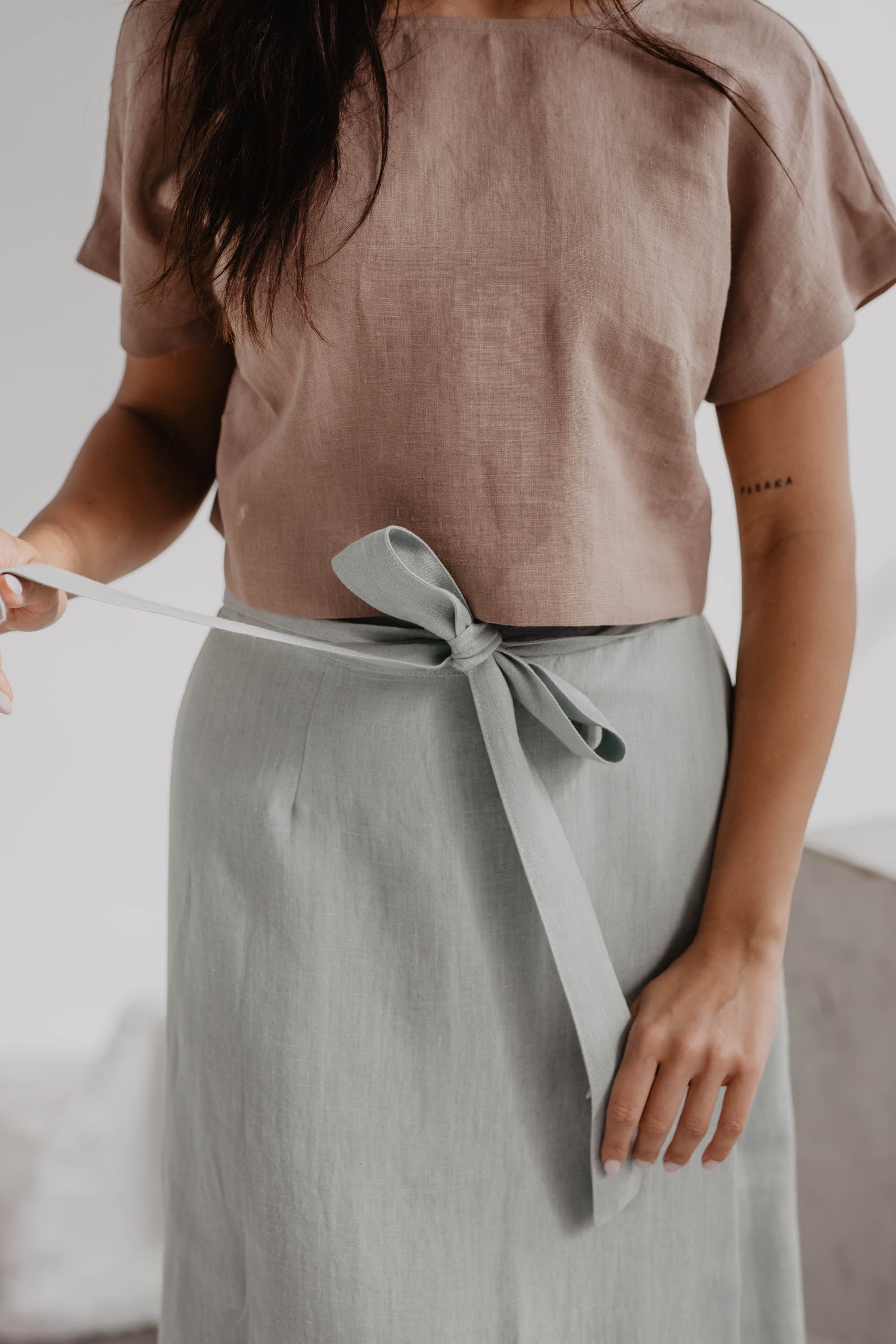 AmourLinen Linen top S / Cotton Candy Linen crop top with buttons LISA S Cotton Candy Linen crop top with buttons LISA S Cotton Candy