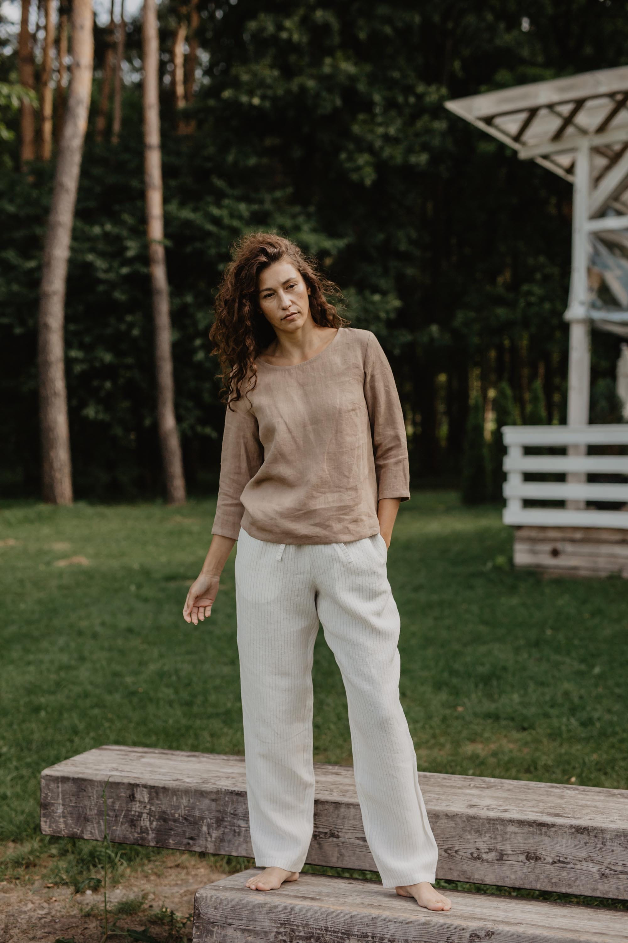 AmourLinen Linen pants XS / Striped Linen pants Malmo XS Striped Linen pants Malmo XS Striped