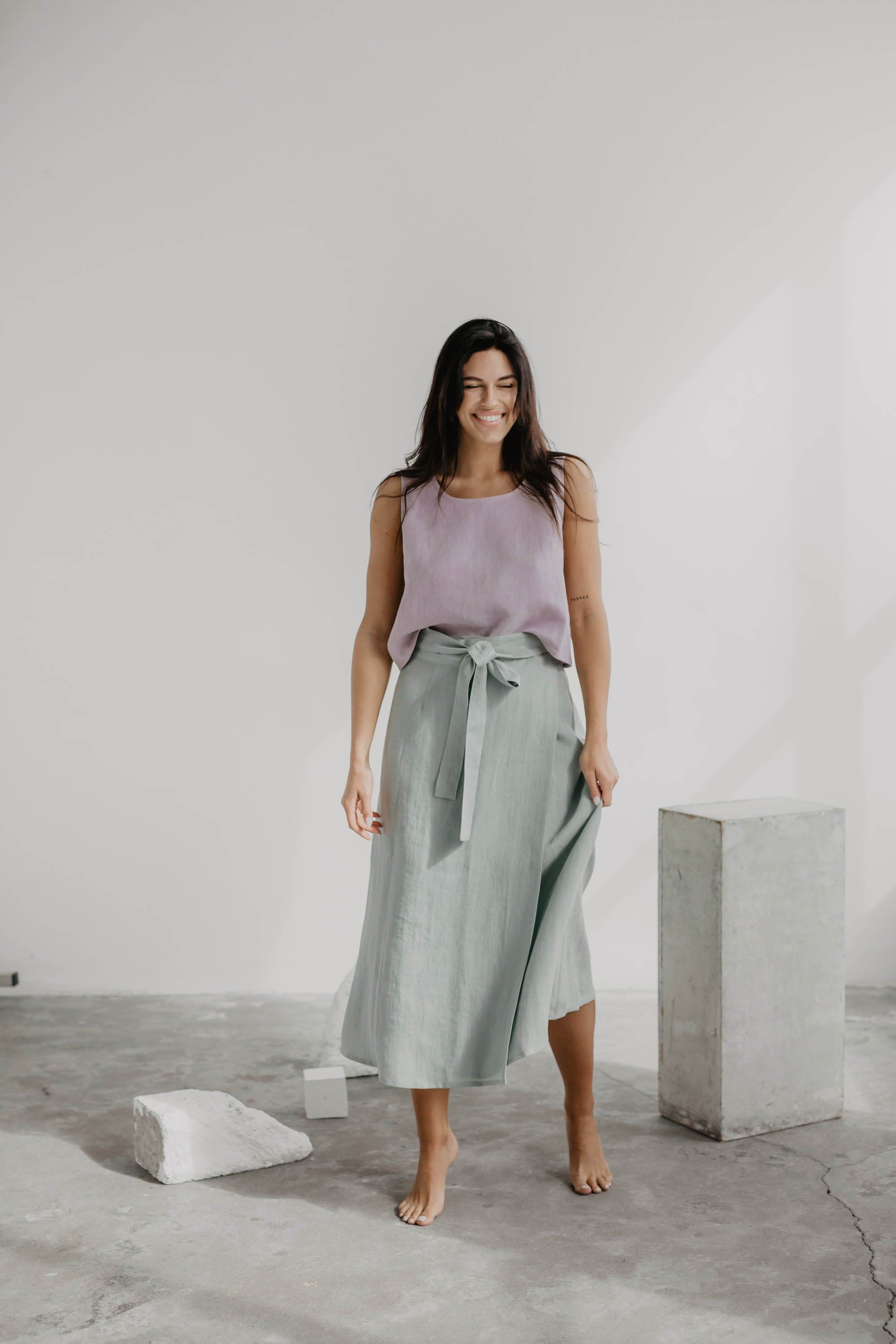 AmourLinen Linen top XXL / Dusty Rose Linen pinafore top ELLA XXL Dusty Rose Linen pinafore top ELLA XXL Dusty Rose