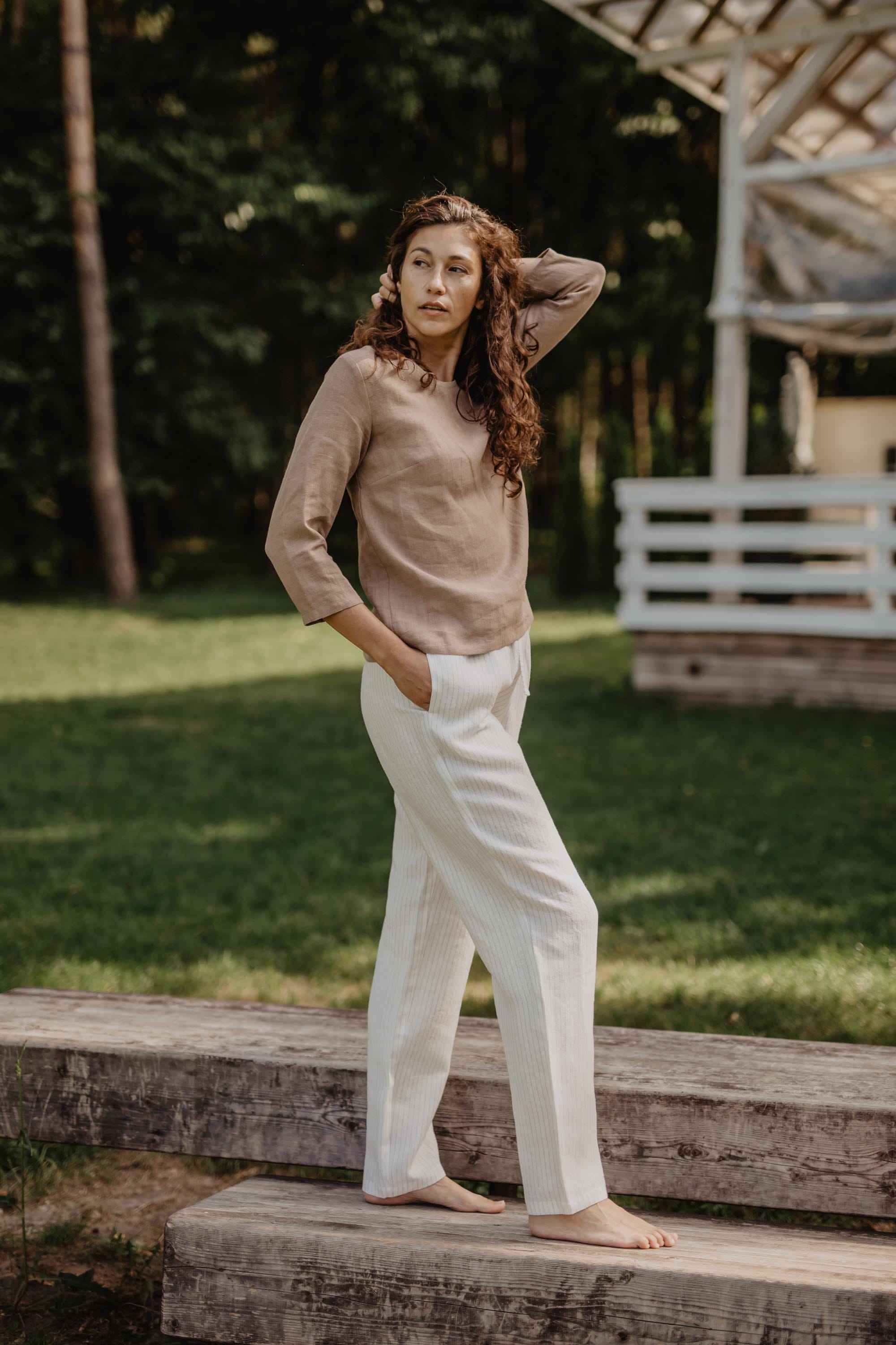 AmourLinen Linen pants XS / Striped Linen pants Malmo XS Striped Linen pants Malmo XS Striped