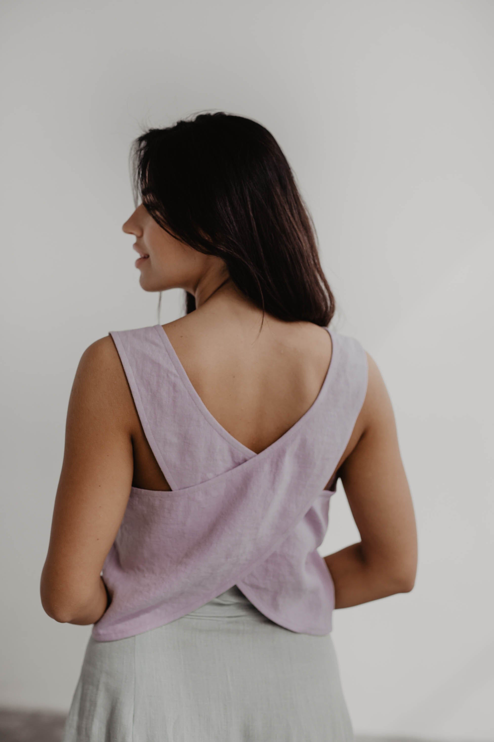 AmourLinen Linen top XXL / Dusty Rose Linen pinafore top ELLA XXL Dusty Rose Linen pinafore top ELLA XXL Dusty Rose