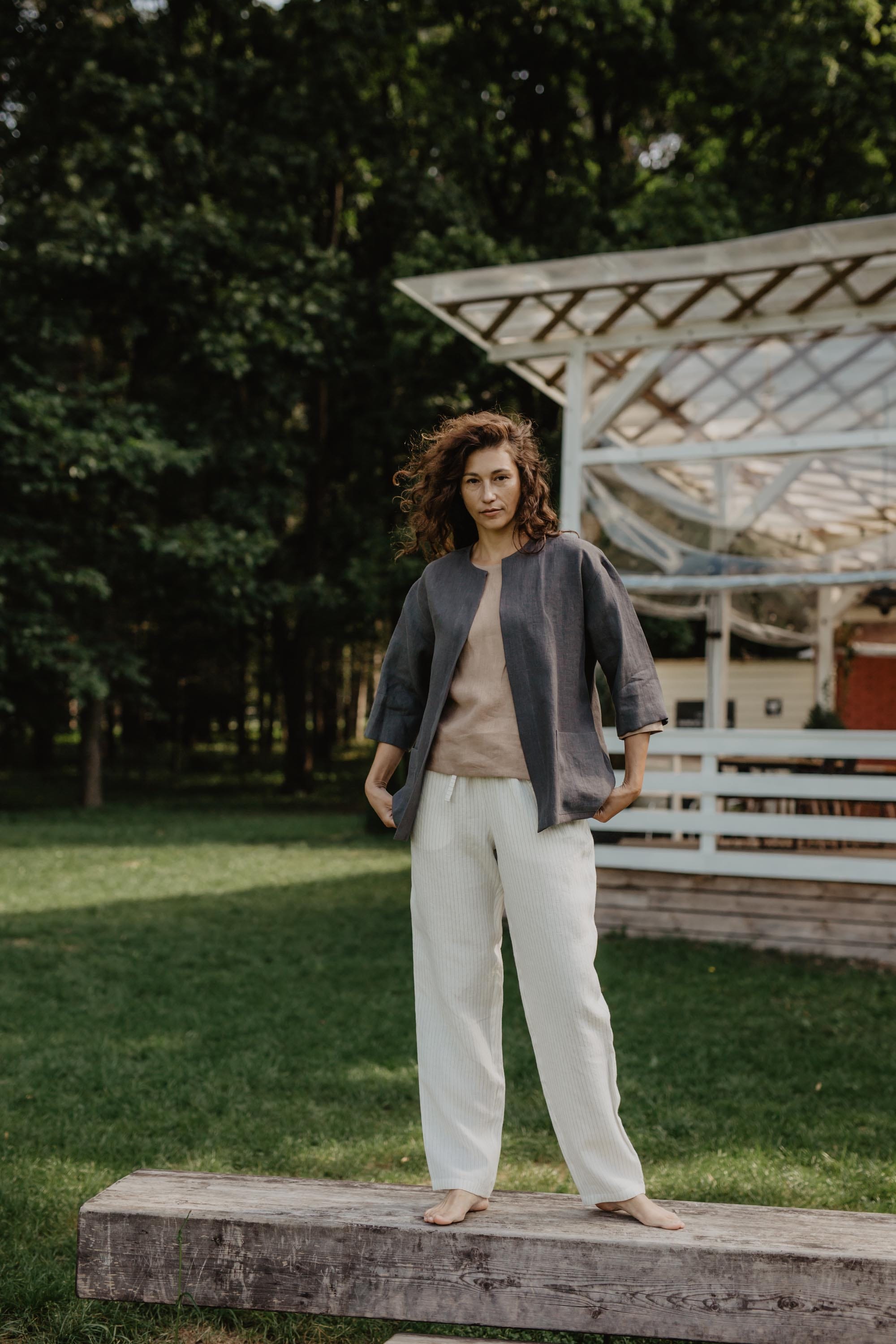 AmourLinen Linen tops L / Charcoal Linen oversized jacket Kyiv L Charcoal Linen oversized jacket Kyiv L Charcoal