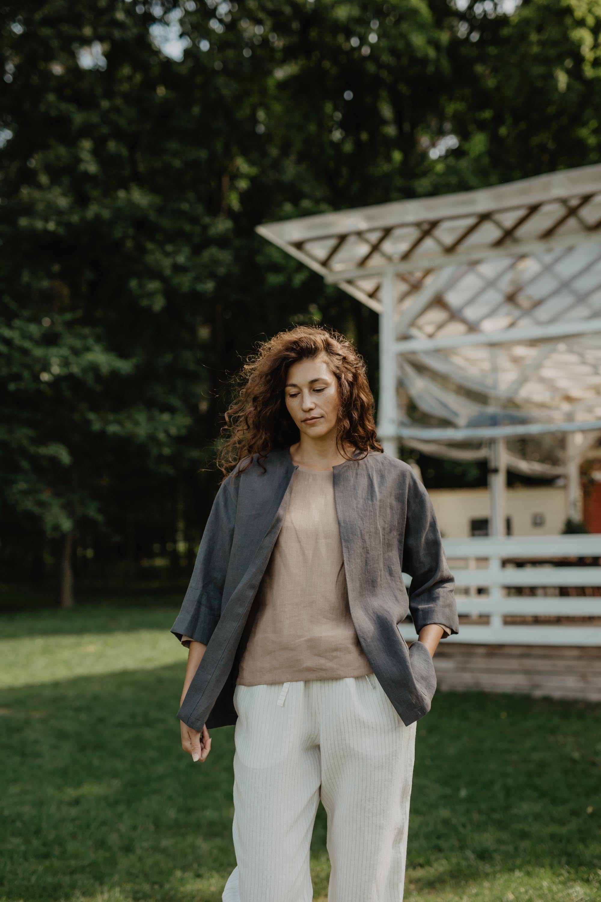 Linen oversized jacket Kyiv Size 2 Charcoal