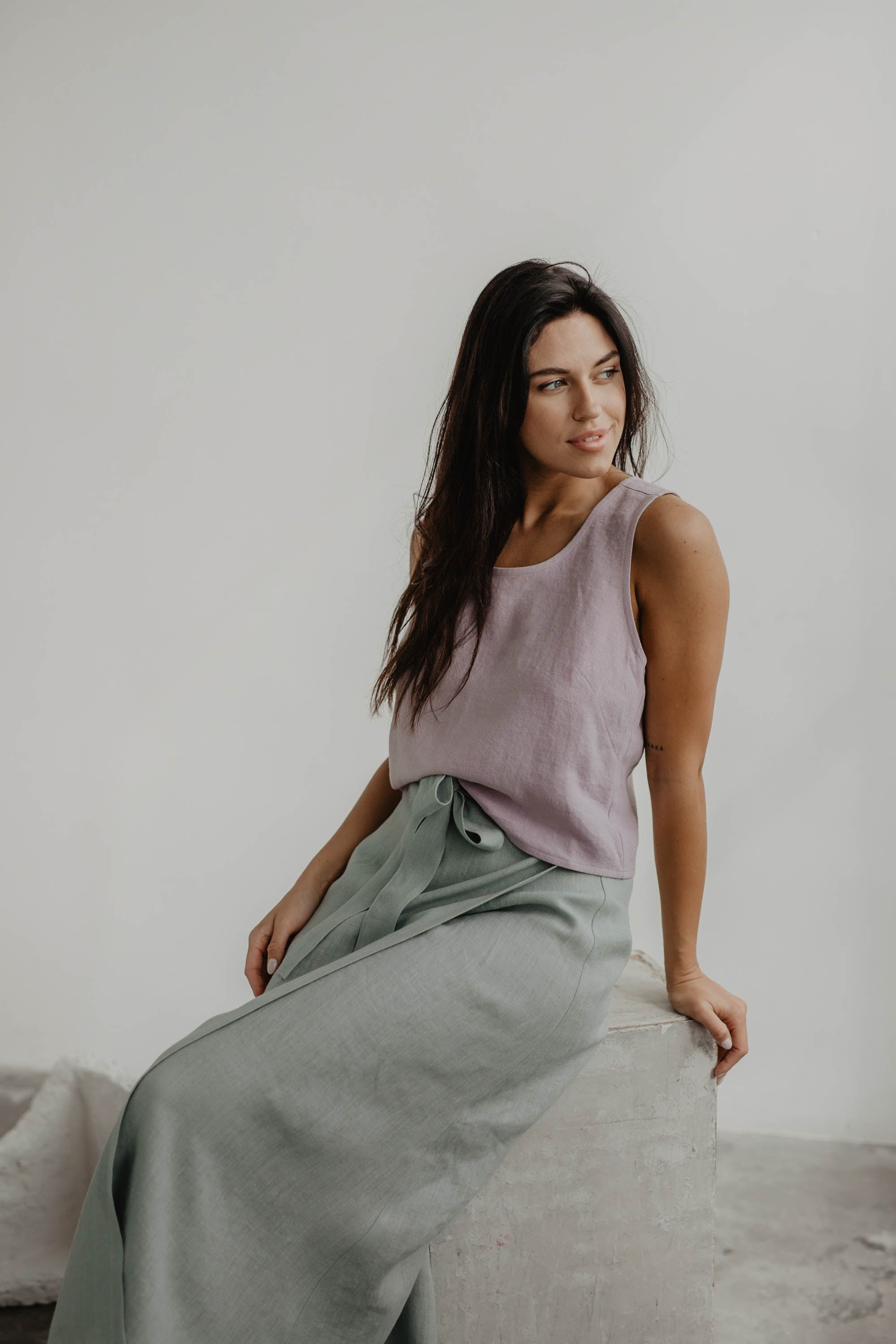 AmourLinen Linen top XXL / Dusty Rose Linen pinafore top ELLA XXL Dusty Rose Linen pinafore top ELLA XXL Dusty Rose