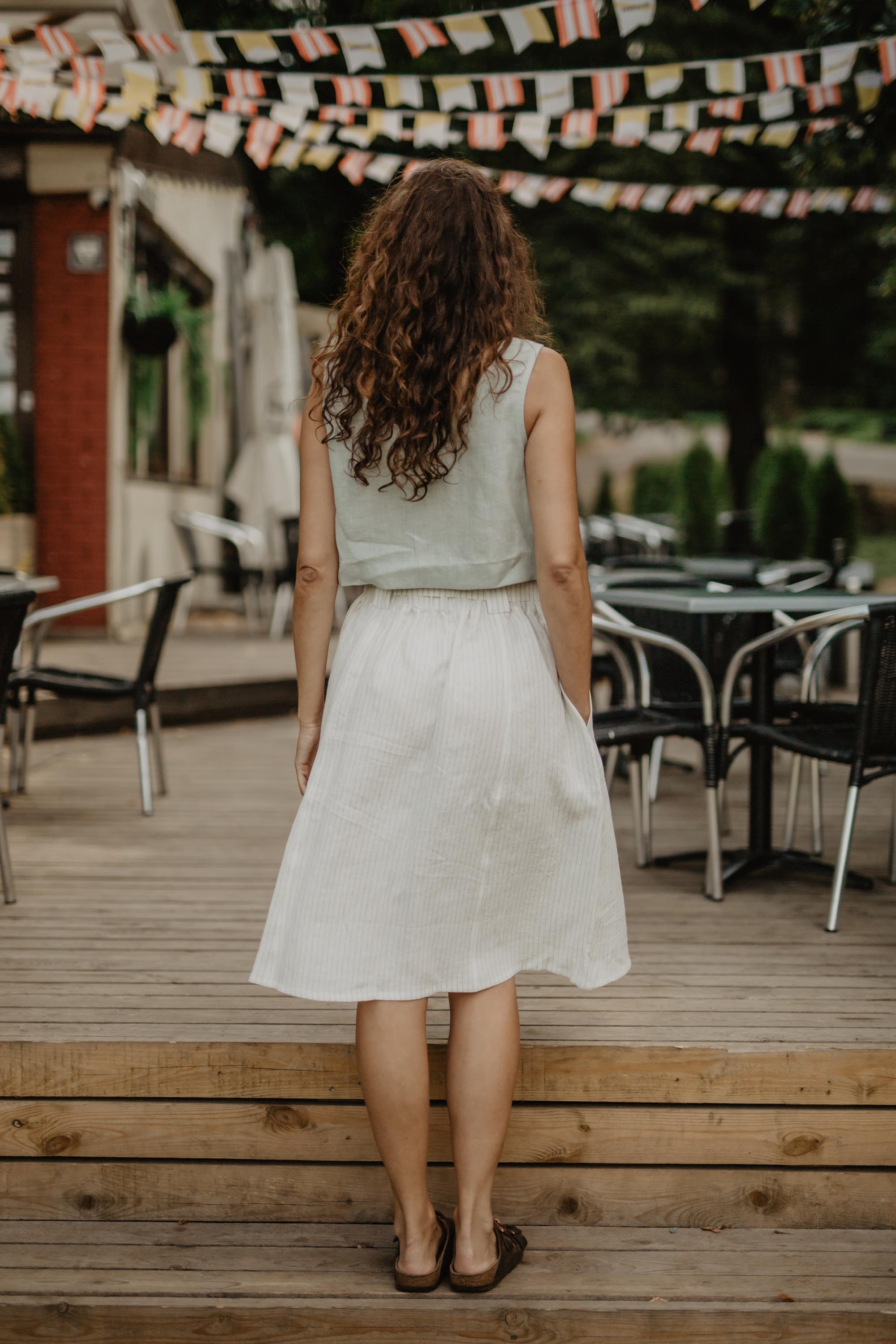 Bergen mid-length linen skirt L/XL Dusty Lavender