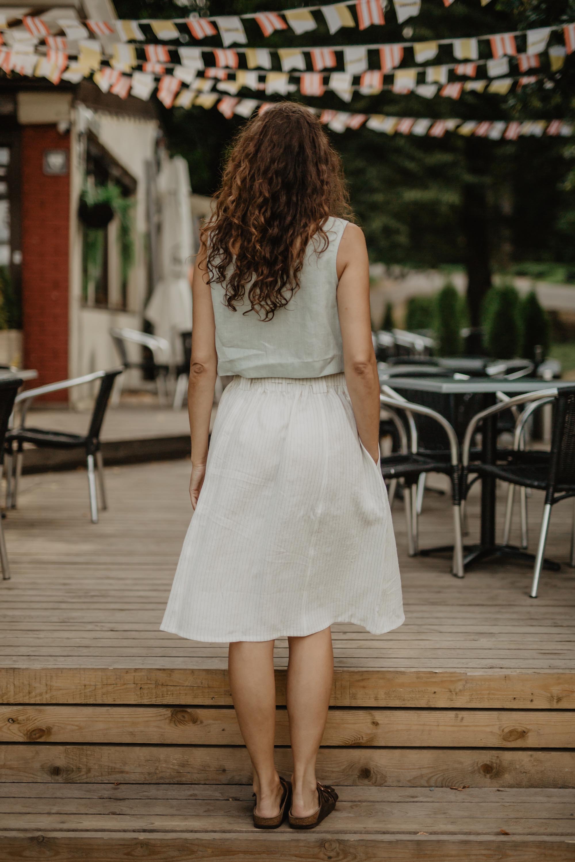 Bergen mid-length linen skirt XS/S Dusty Rose