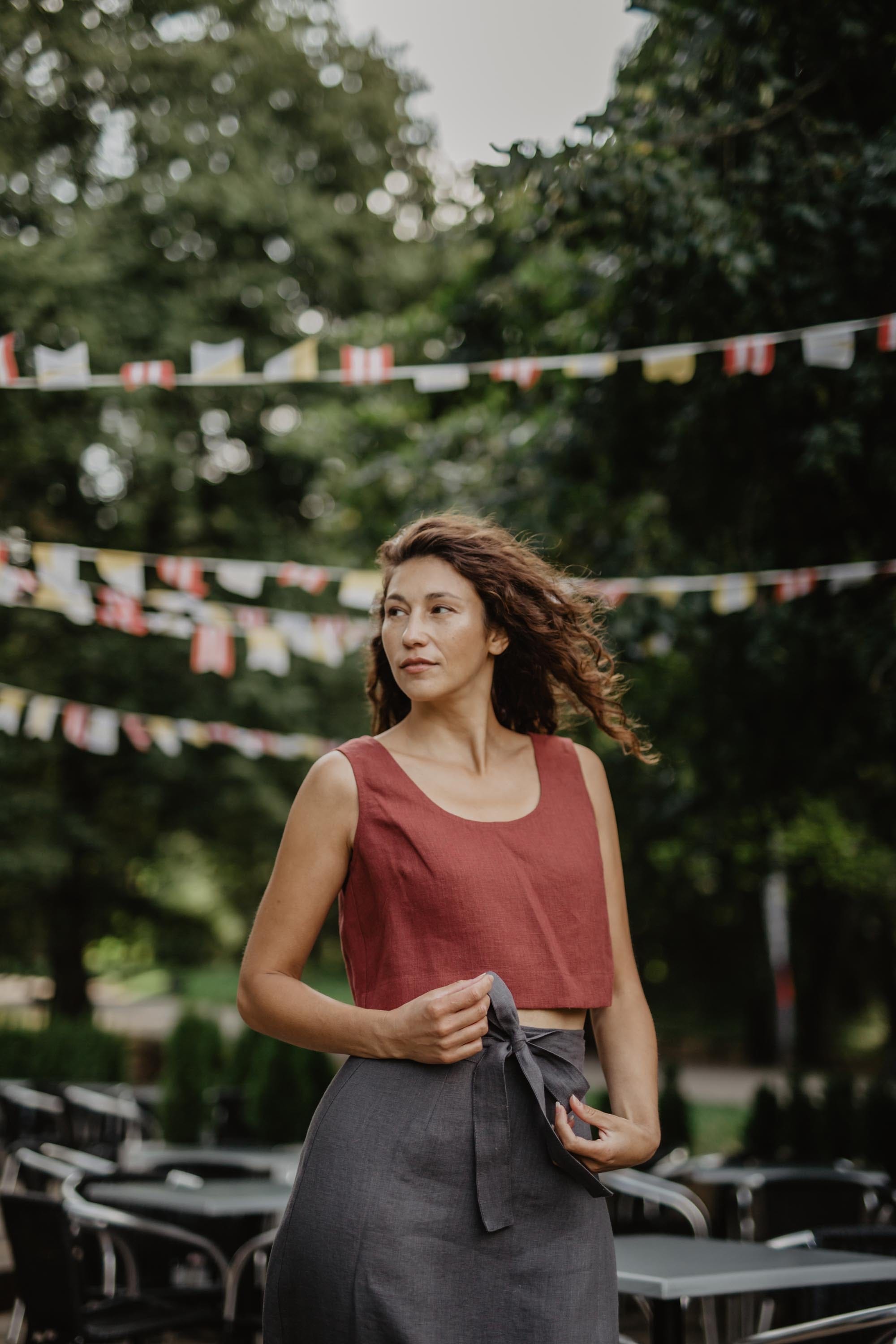 AmourLinen Linen top Mini linen crop top PIPPA Mini linen crop top PIPPA | AmourLinen | Linen Clothing