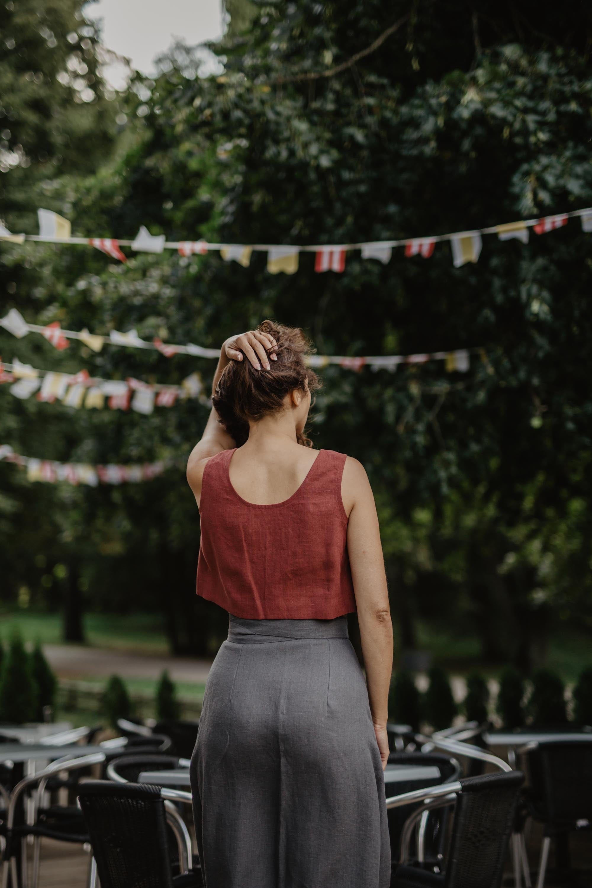 AmourLinen Linen top Mini linen crop top PIPPA Mini linen crop top PIPPA | AmourLinen | Linen Clothing