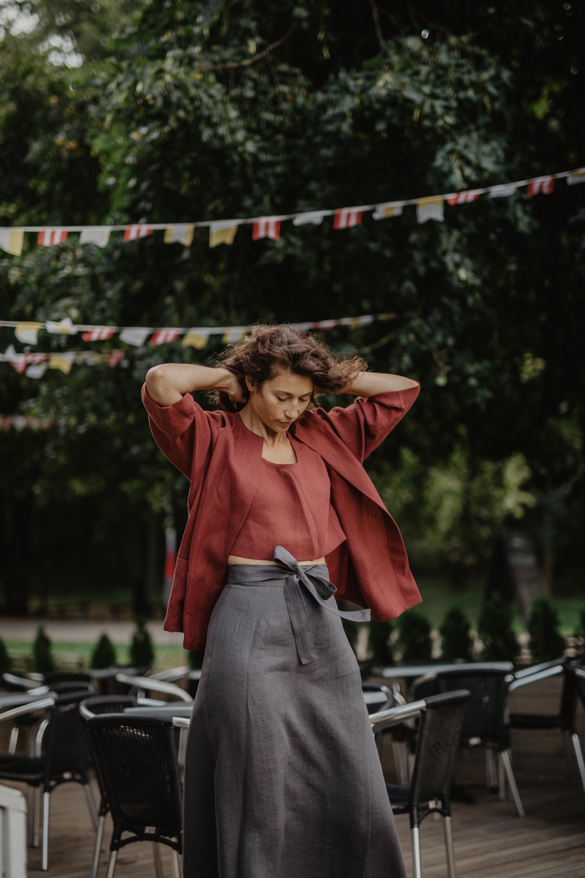AmourLinen Linen tops Linen oversized jacket Kyiv Linen Oversized Jacket | AmourLinen | Women Linen Jacket