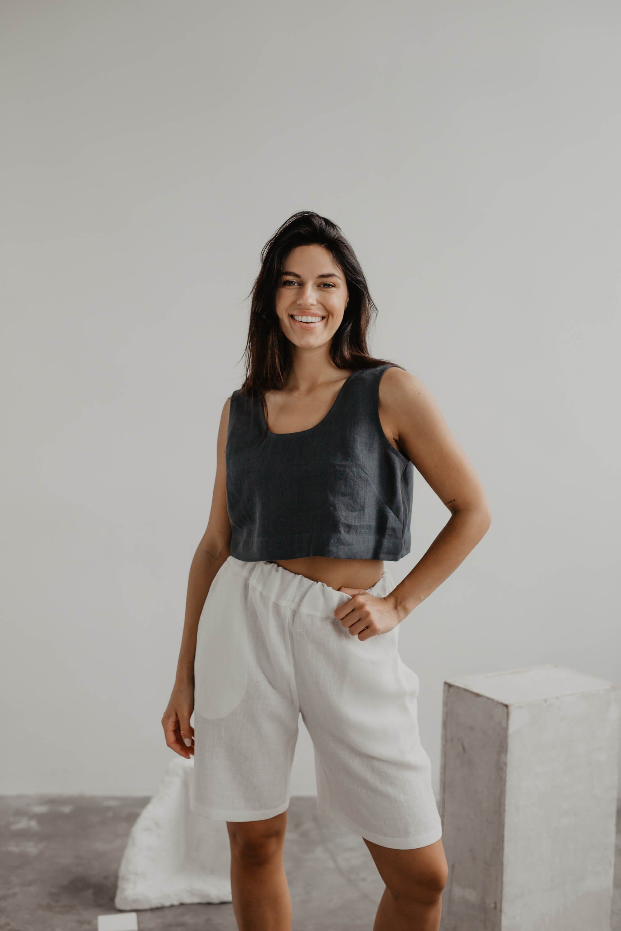 AmourLinen Linen bottom Long linen shorts MATILDA Long linen shorts MATILDA | AmourLinen | Linen Clothing
