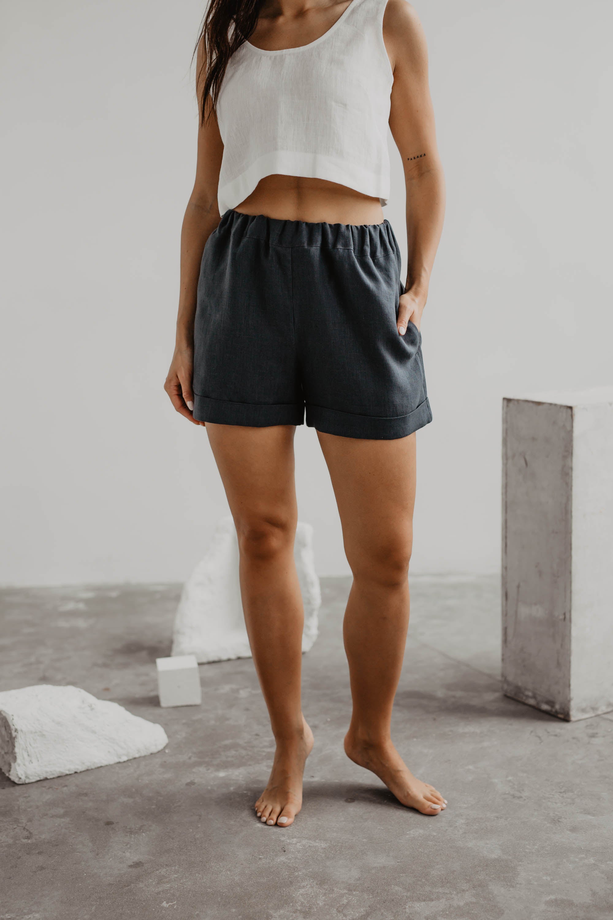 Linen shorts MIA M Terracota