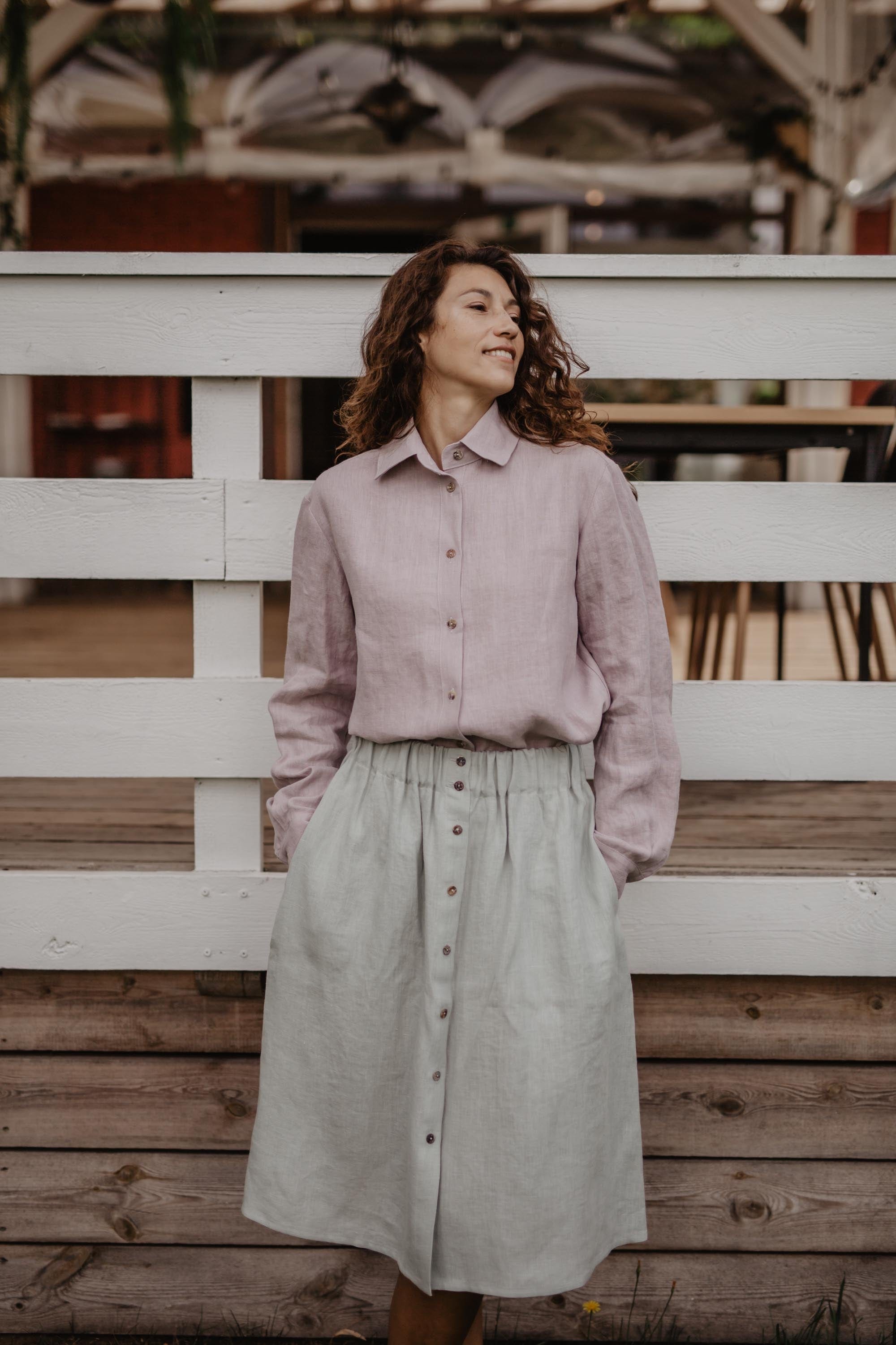 AmourLinen Linen skirt Linen skirt with buttons DAISY Linen skirt with buttons DAISY | AmourLinen | Linen Clothing