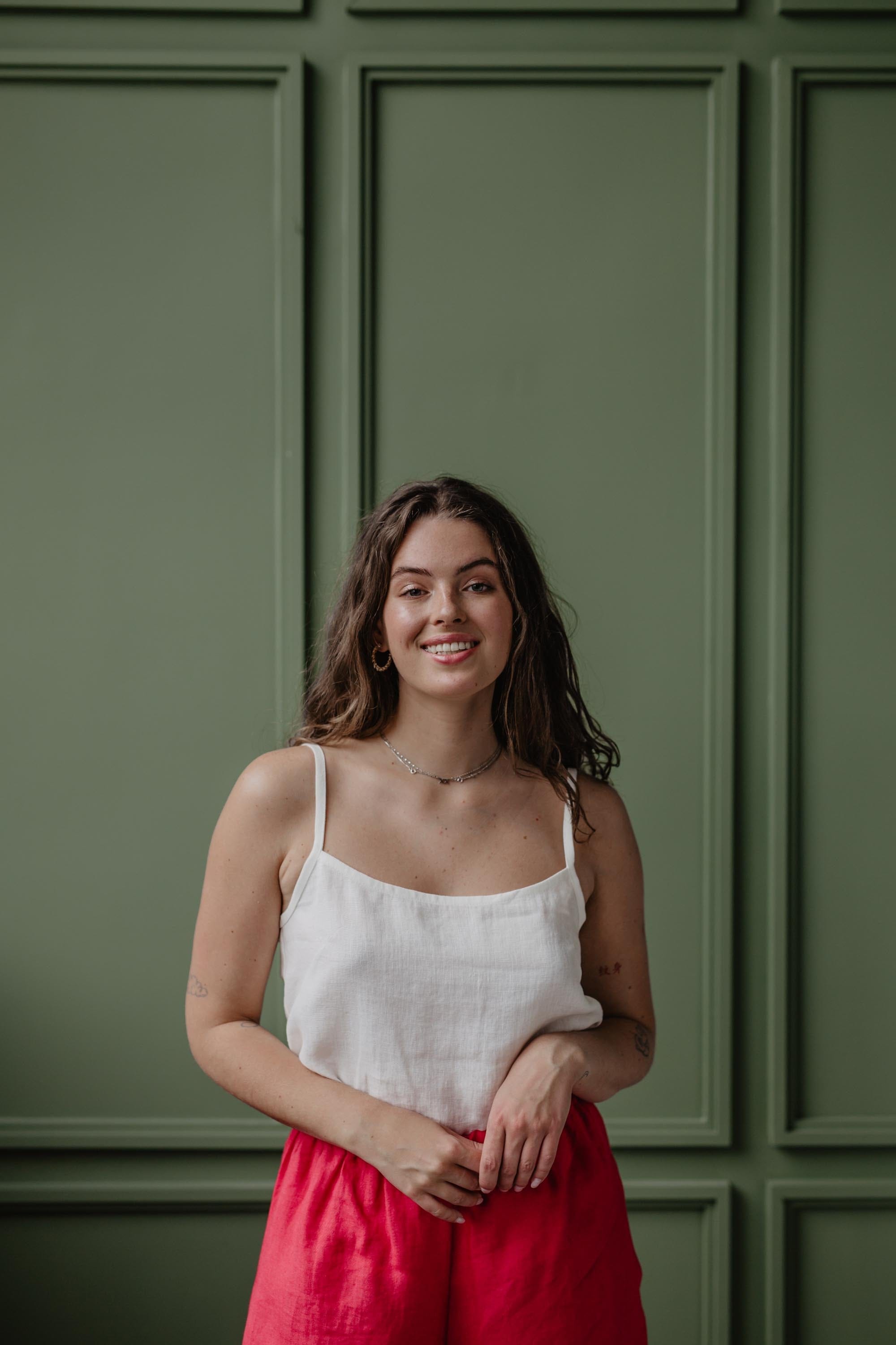 AmourLinen Linen tops Linen top Hilo White Linen Top Without Sleves  | AmourLinen | Linen Top Women