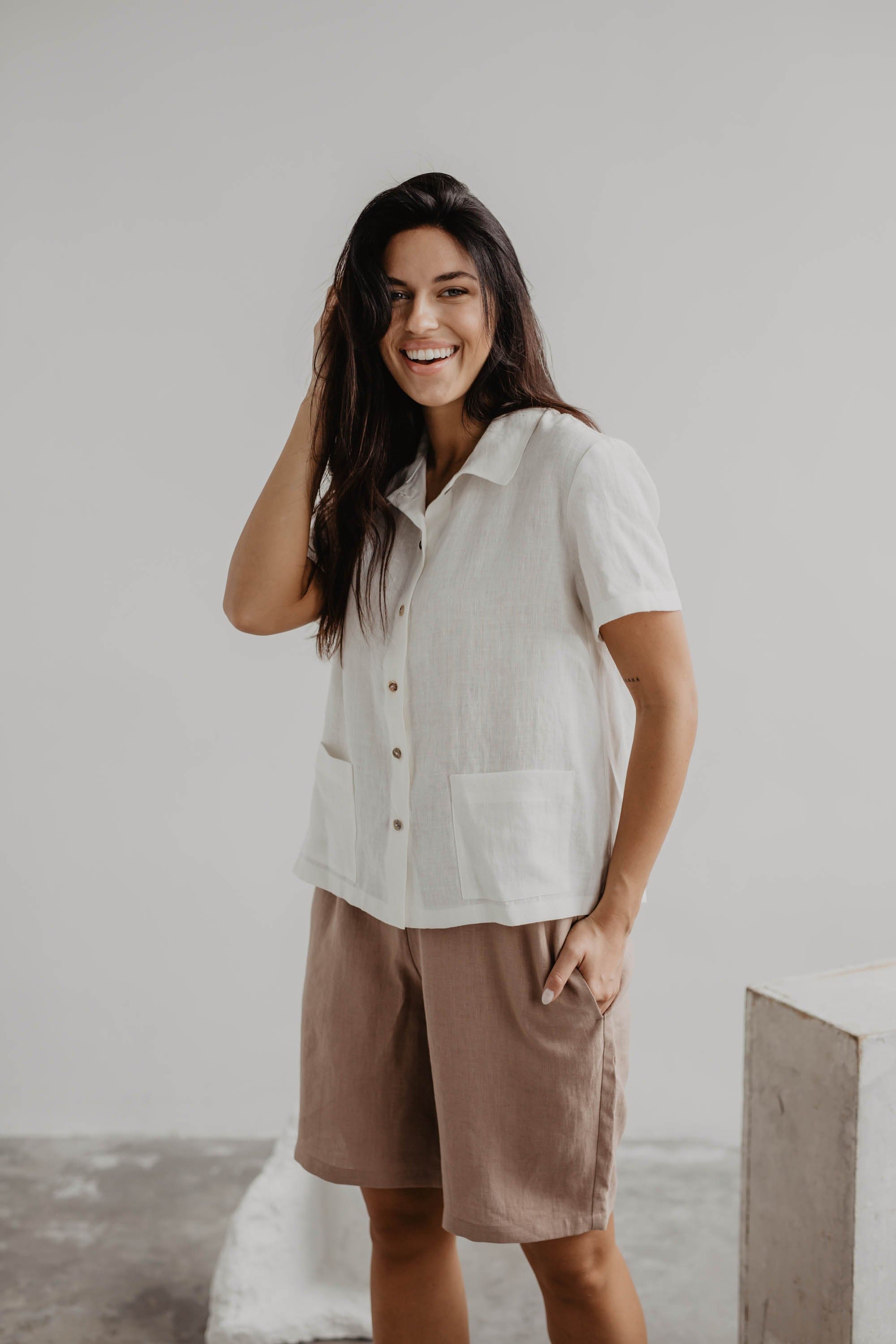 AmourLinen Linen shirt XL / White Linen summer shirt SCARLETT White XL Linen summer shirt SCARLETT White XL