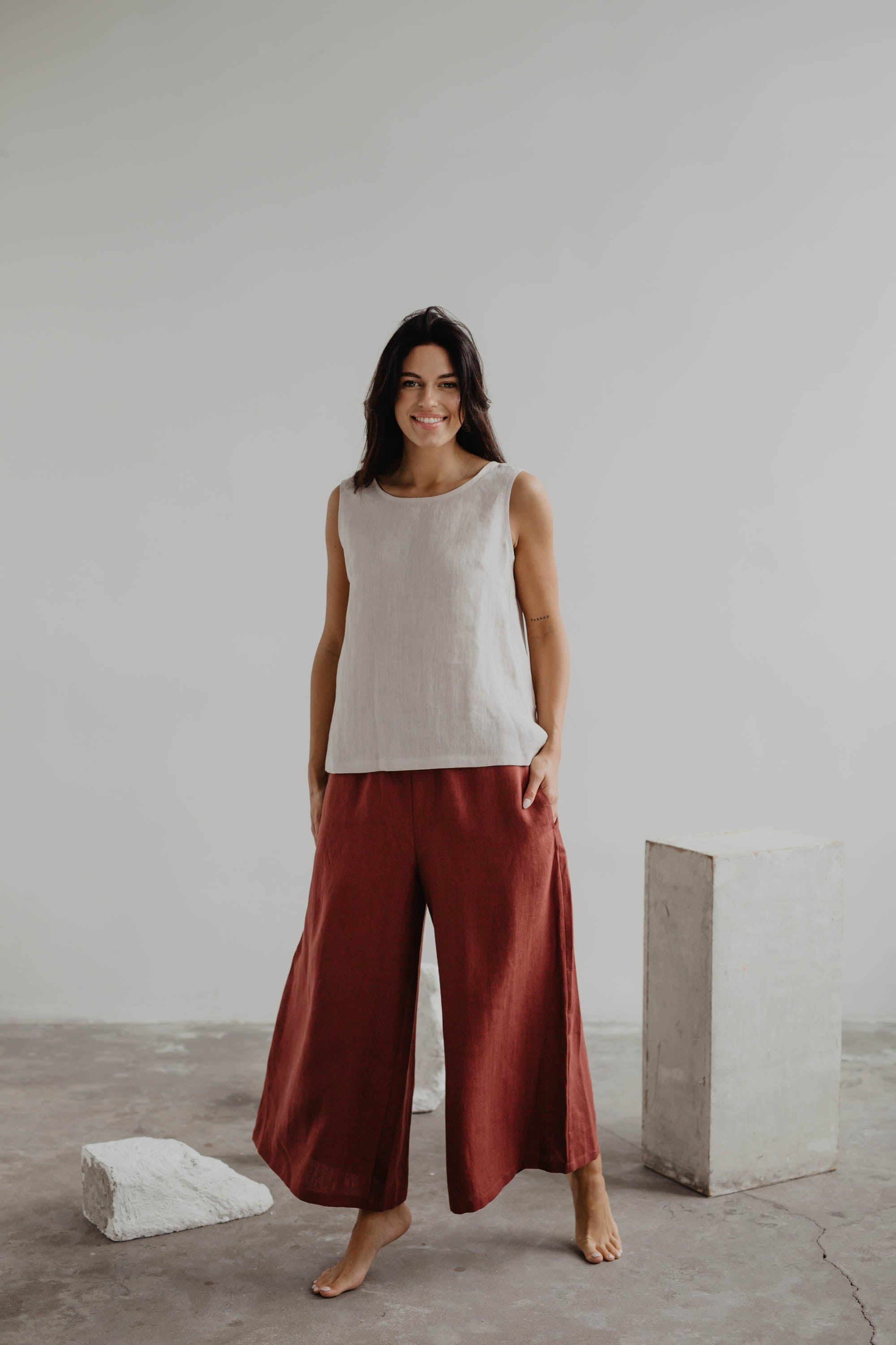 Wide linen pants ISABELLA M Terracotta
