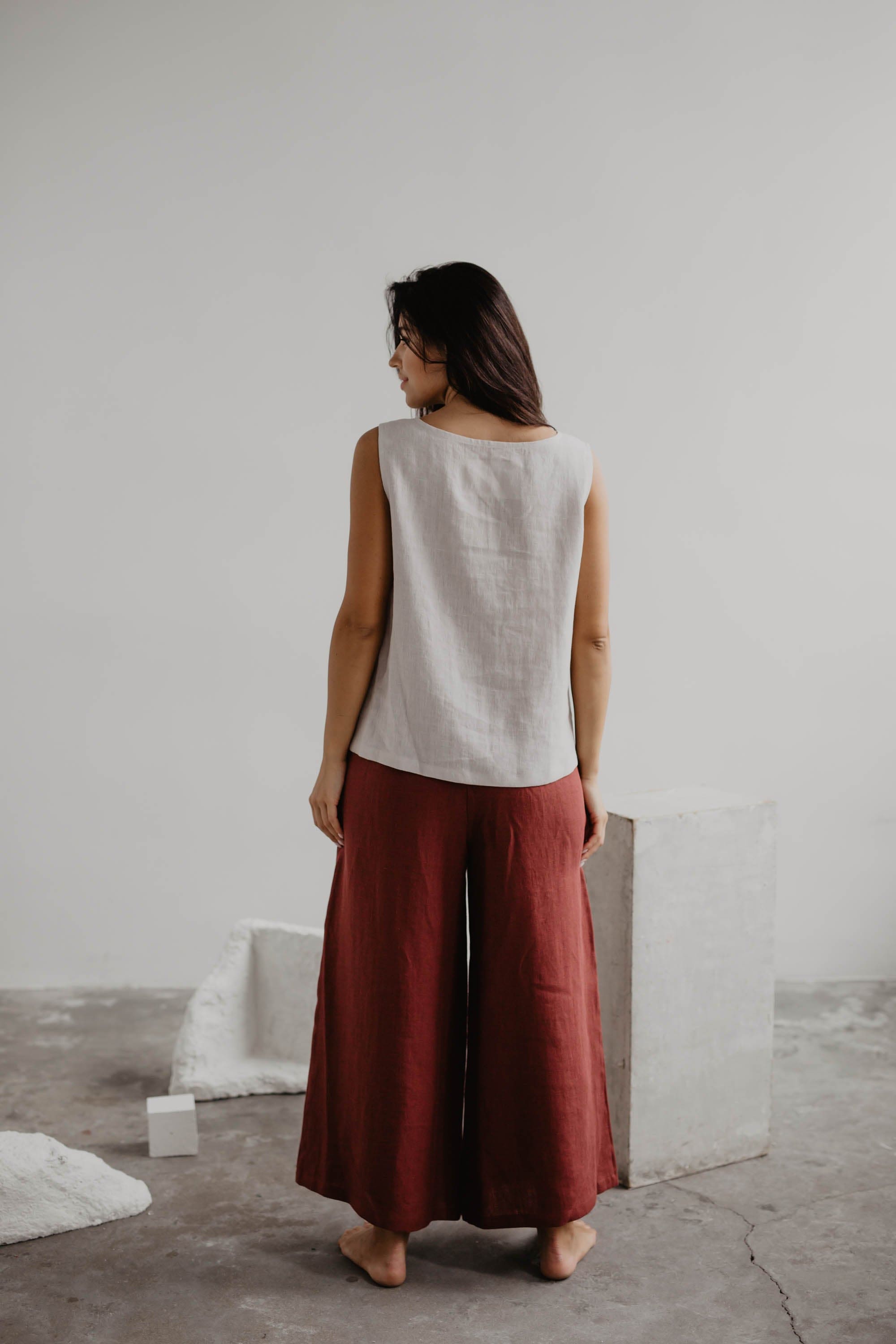 Wide linen pants ISABELLA M Terracotta