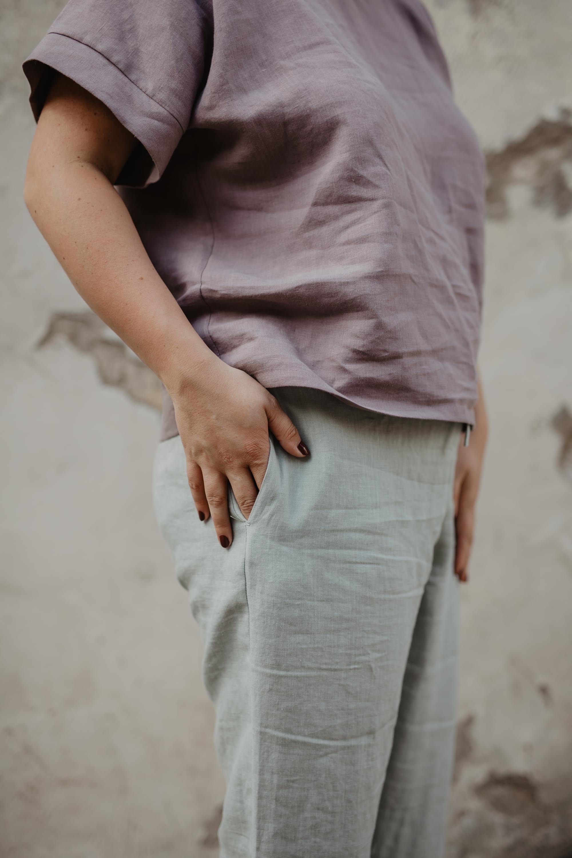 Linen pants Malmo L Sage Green
