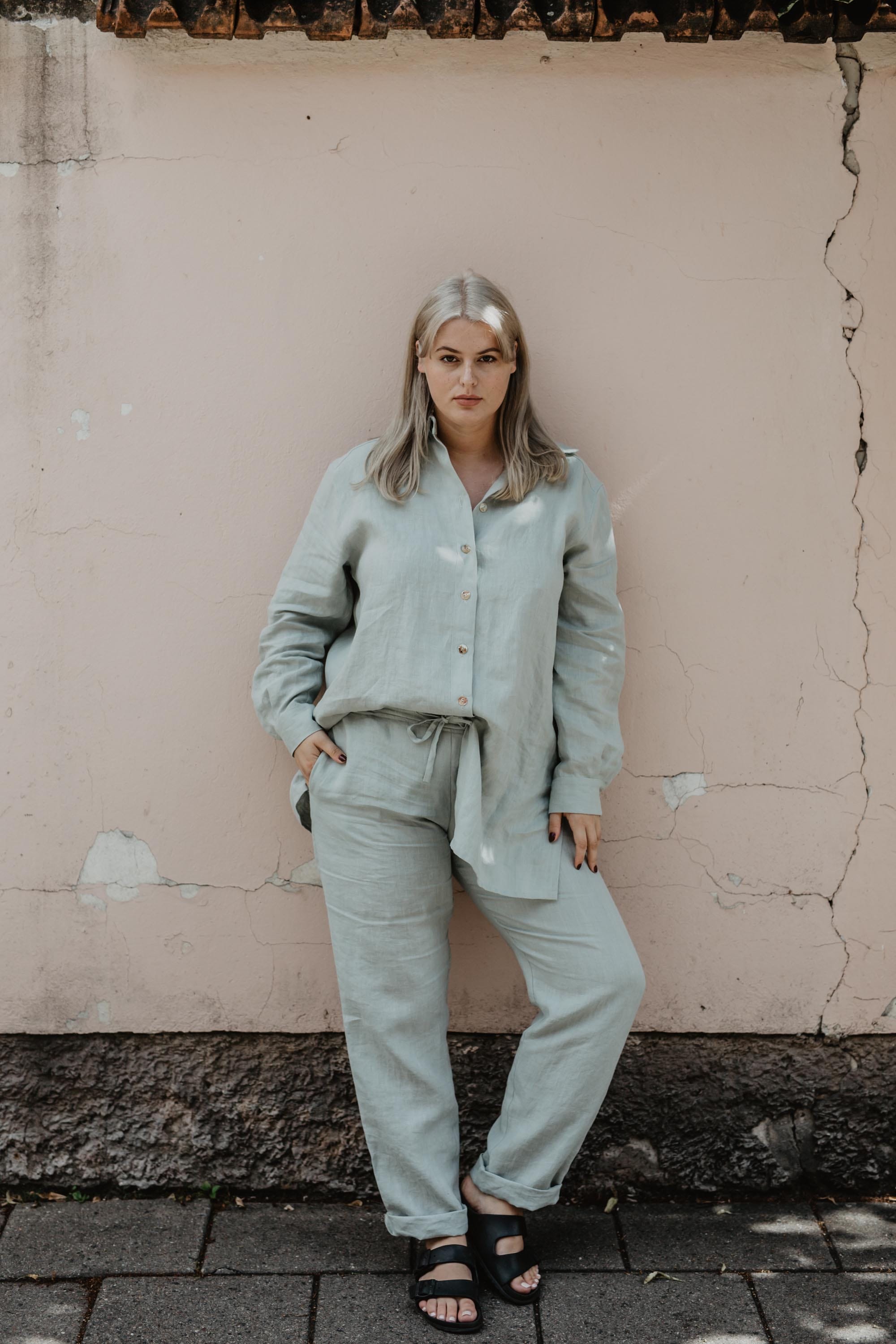 Linen suit set Sahara XS Sage Green