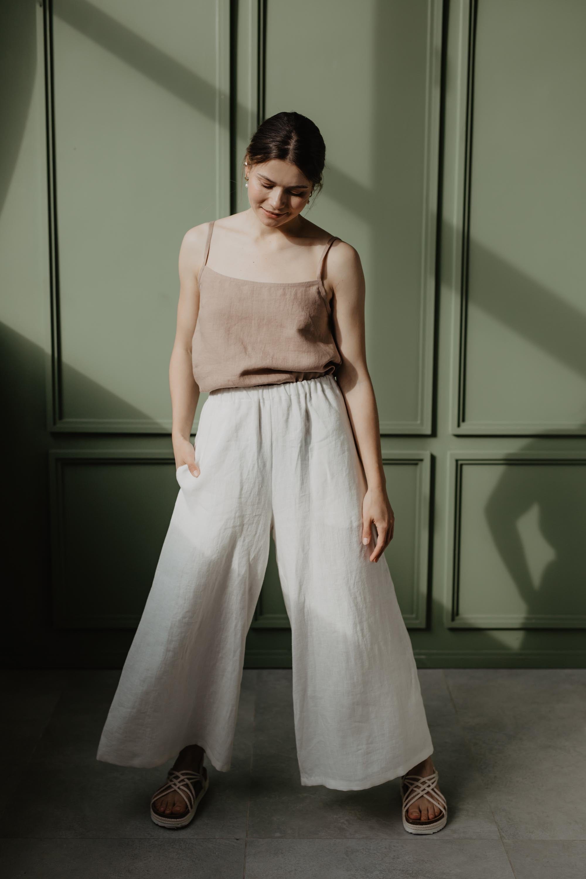 Wide linen pants ISABELLA S White