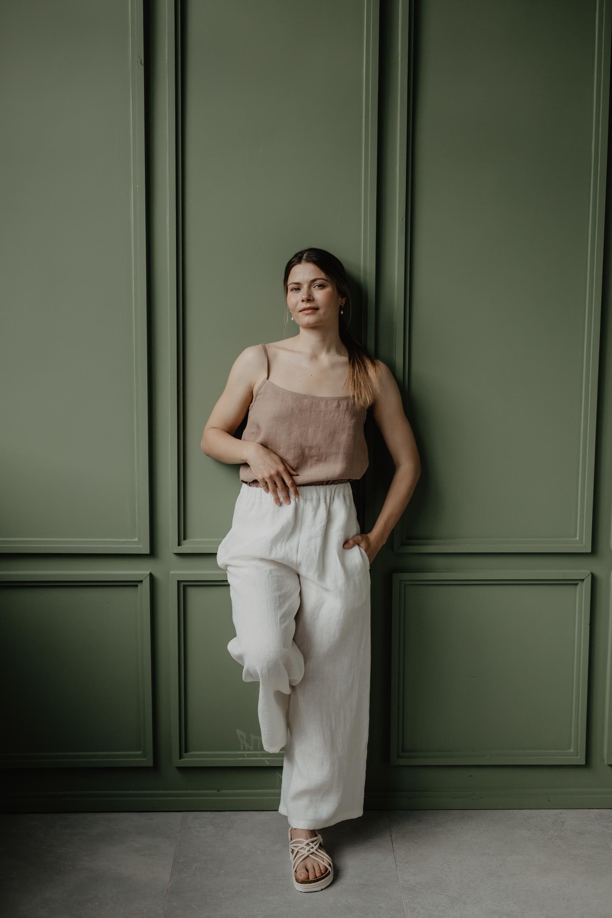 Wide linen pants ISABELLA S White